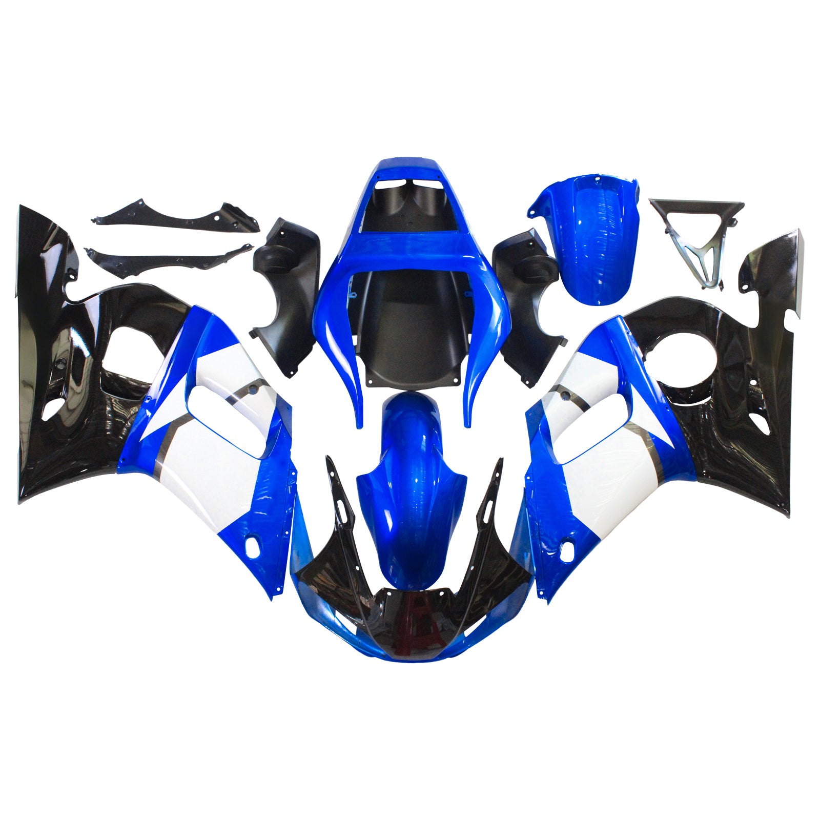 Amotopart Yamaha 1998-2002 YZF 600 R6 Black Mix Blue Fairing Kit