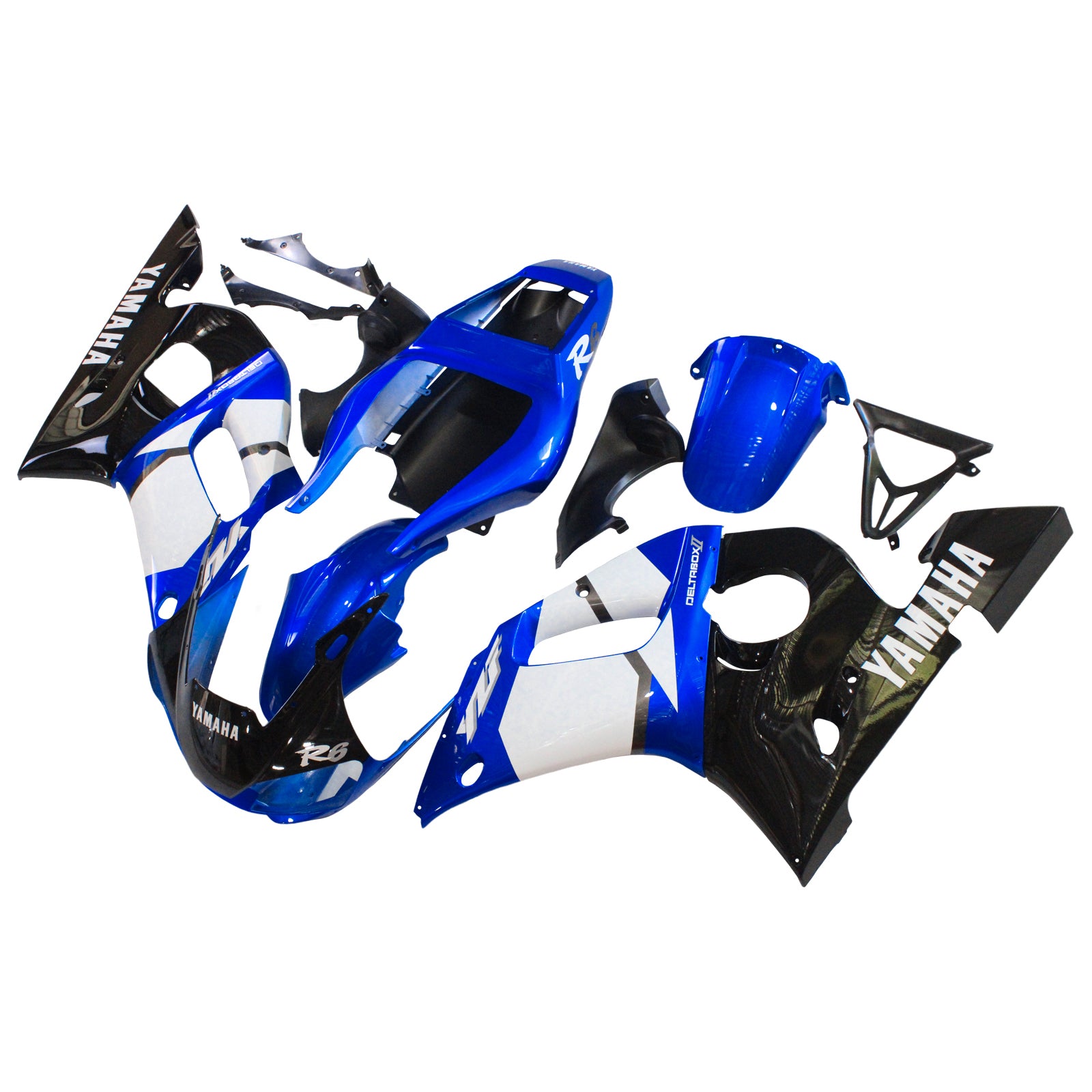 Amotopart Yamaha 1998–2002 YZF 600 R6 Black Mix Blue Verkleidungsset