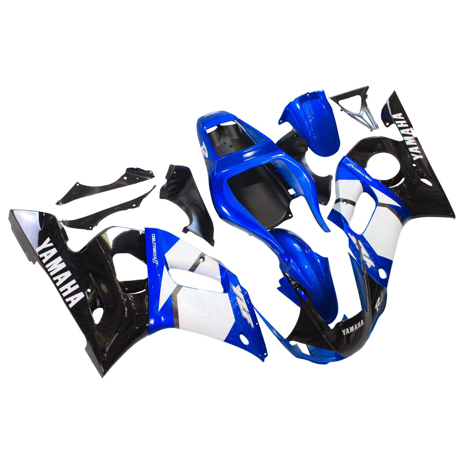 Amotopart Yamaha 1998–2002 YZF 600 R6 Black Mix Blue Verkleidungsset