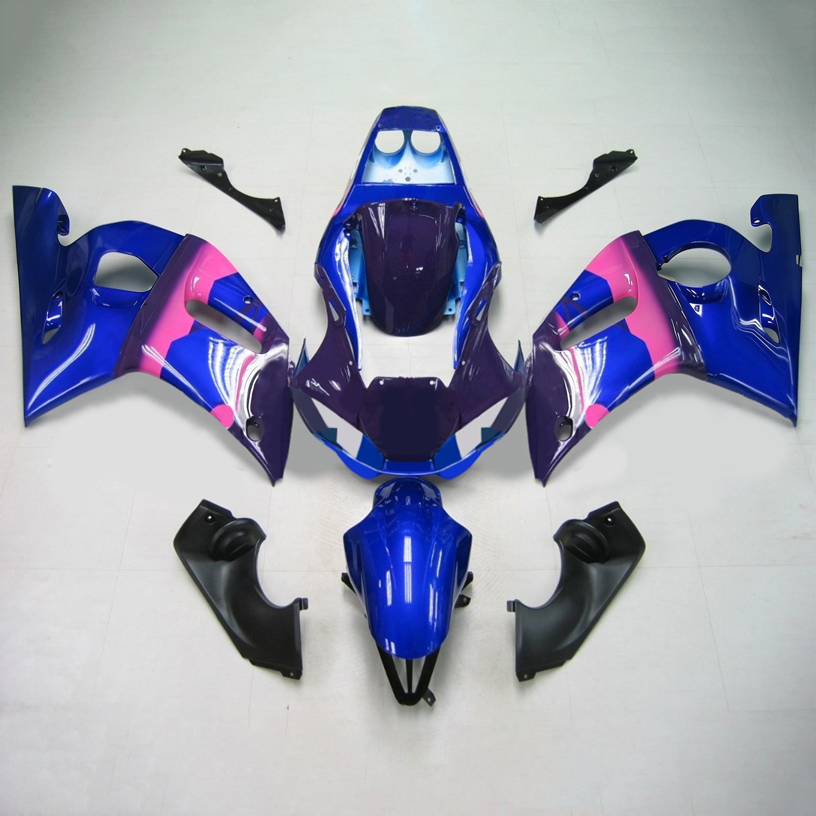 Amotopart Yamaha 1998-2002 YZF 600 R6 blauw roze kuipset