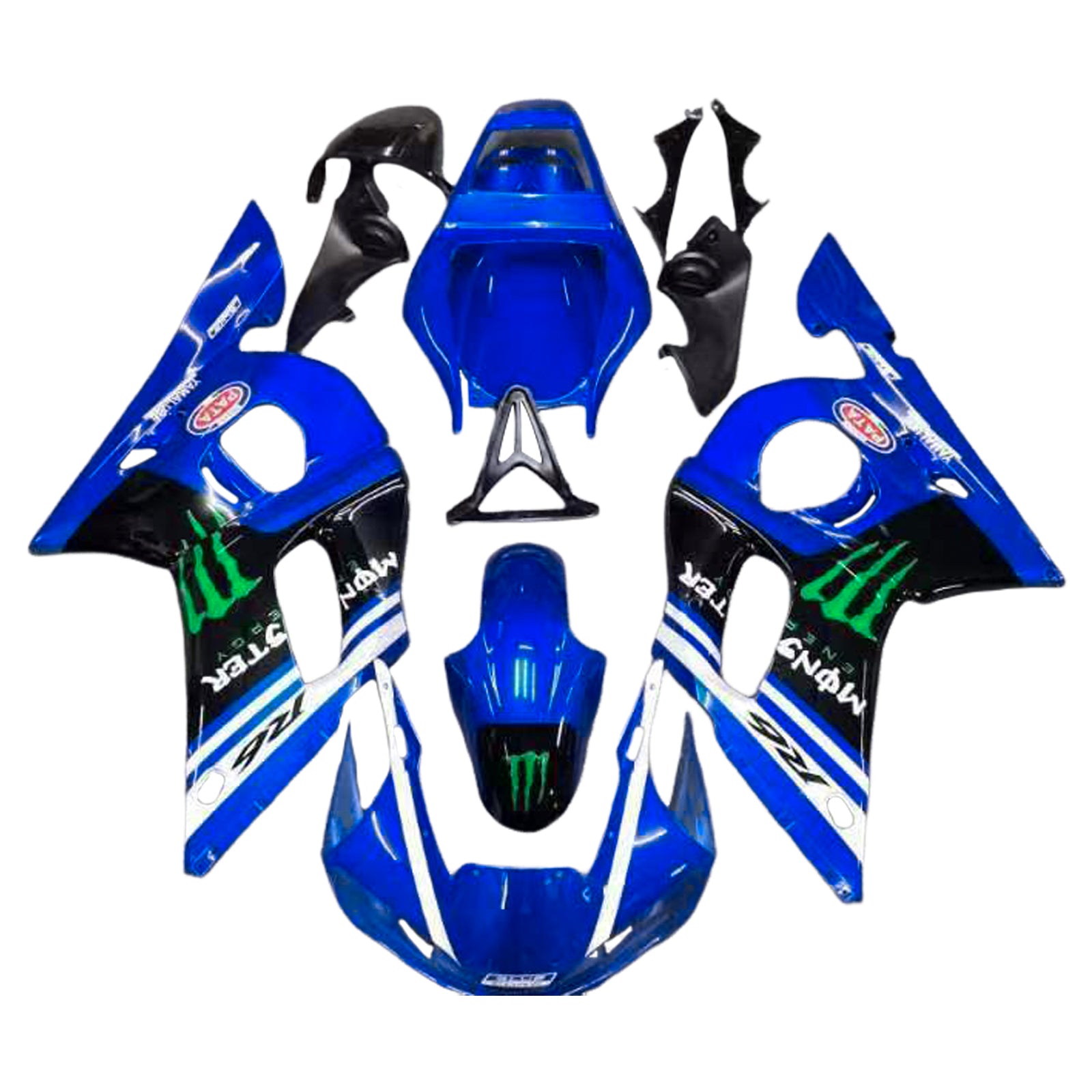 Amotopart Yamaha 1998-2002 YZF 600 R6 Kit carena artiglio nero blu