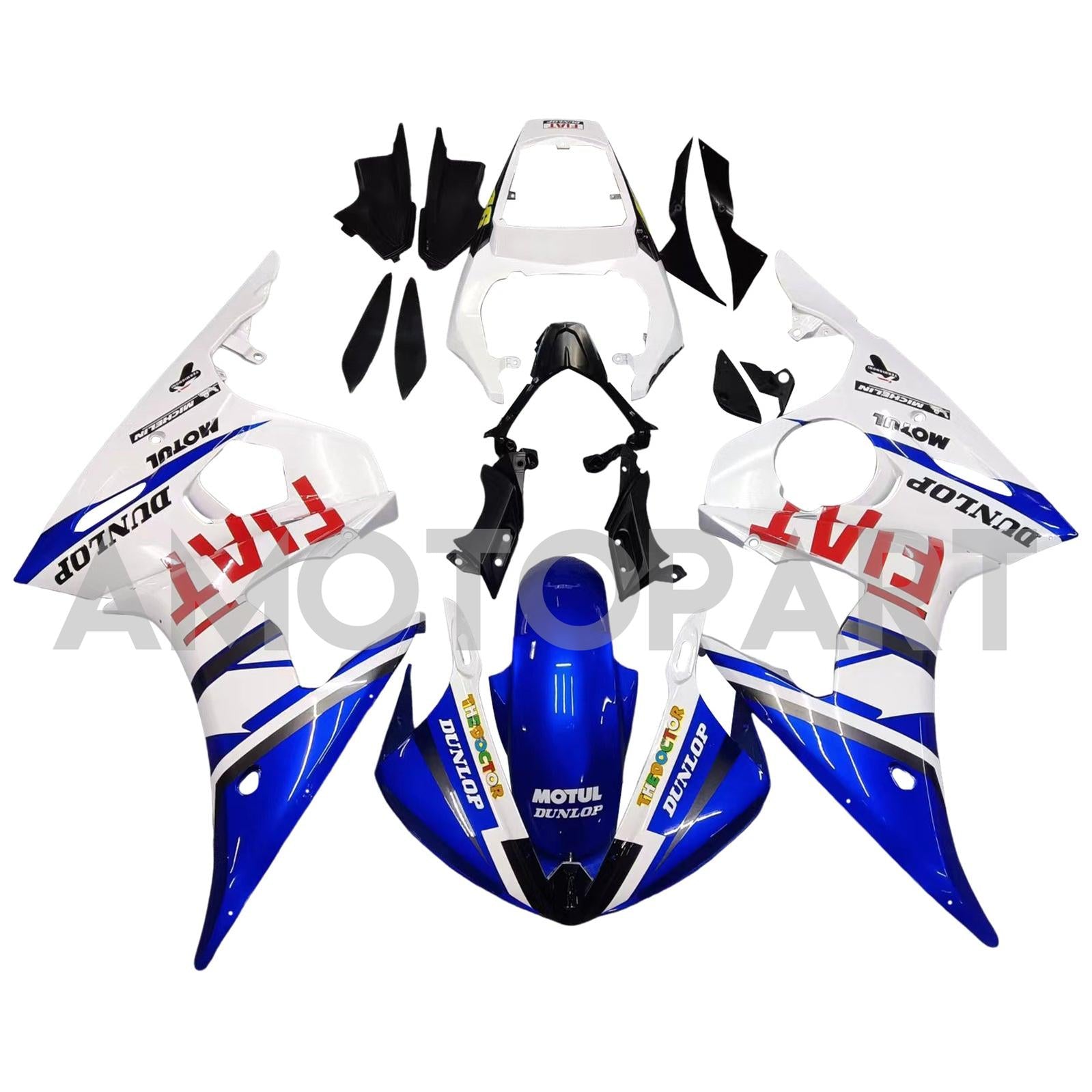 Amotopart 2003-2004 Yamaha R6 & 2006–2009 YZF R6S Verkleidung Weiß Multi Color Kit