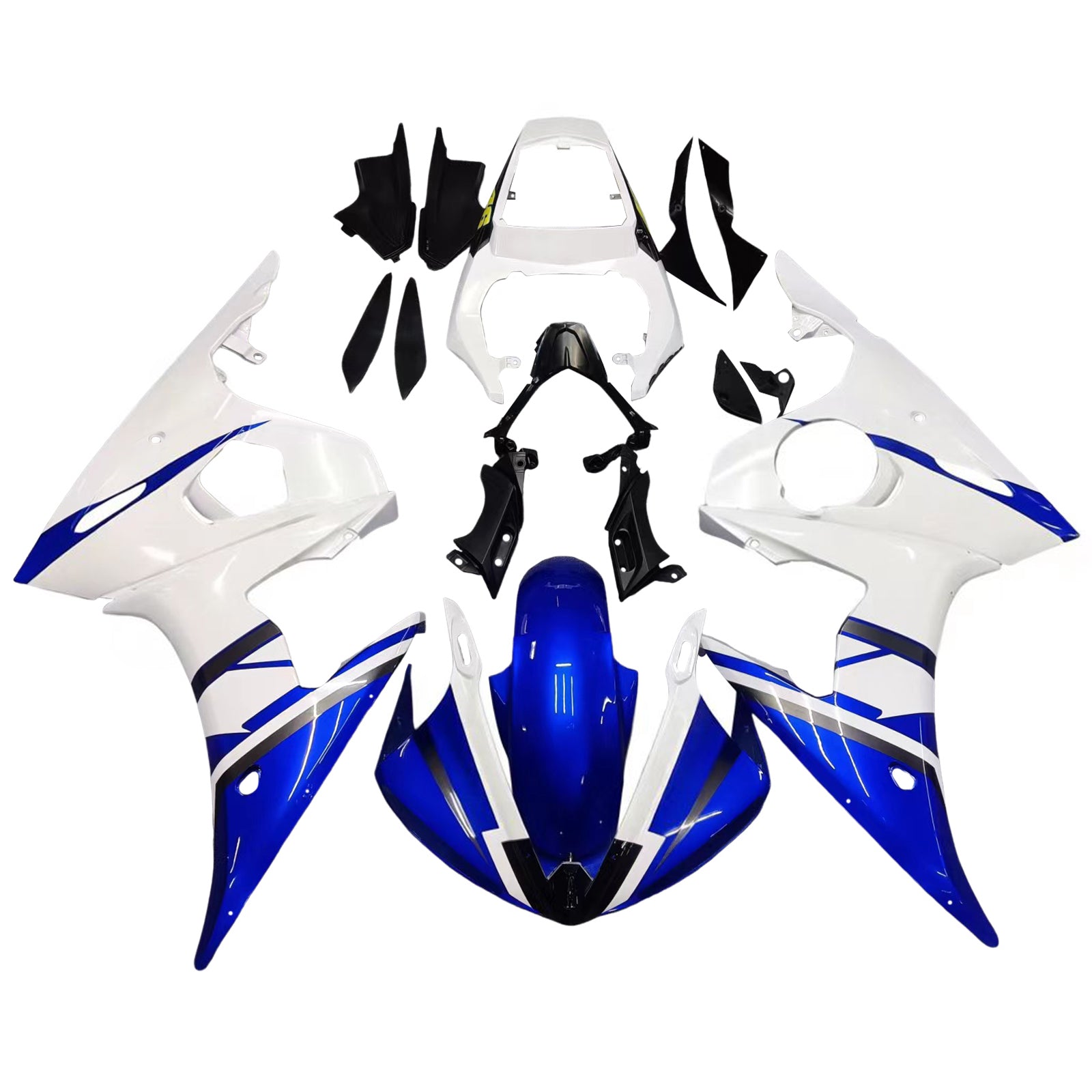 Amotopart 2003-2004 Yamaha R6 & 2006-2009 YZF R6S Fairing White Multi Color Kit