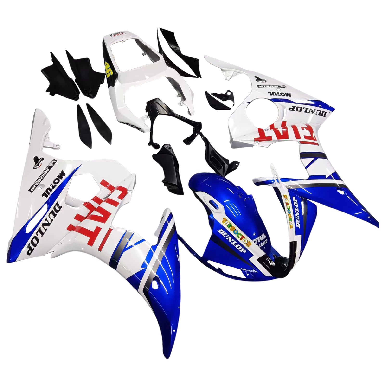 Amotopart 2003-2004 Yamaha R6 & 2006-2009 YZF R6S Fairing White Multi Color Kit