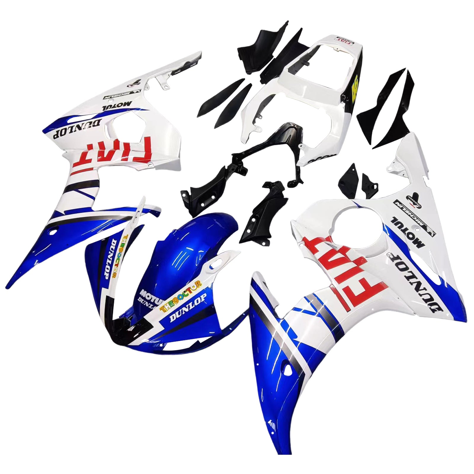 Amotopart 2003-2004 Yamaha R6 & 2006-2009 YZF R6S Fairing White Multi Color Kit