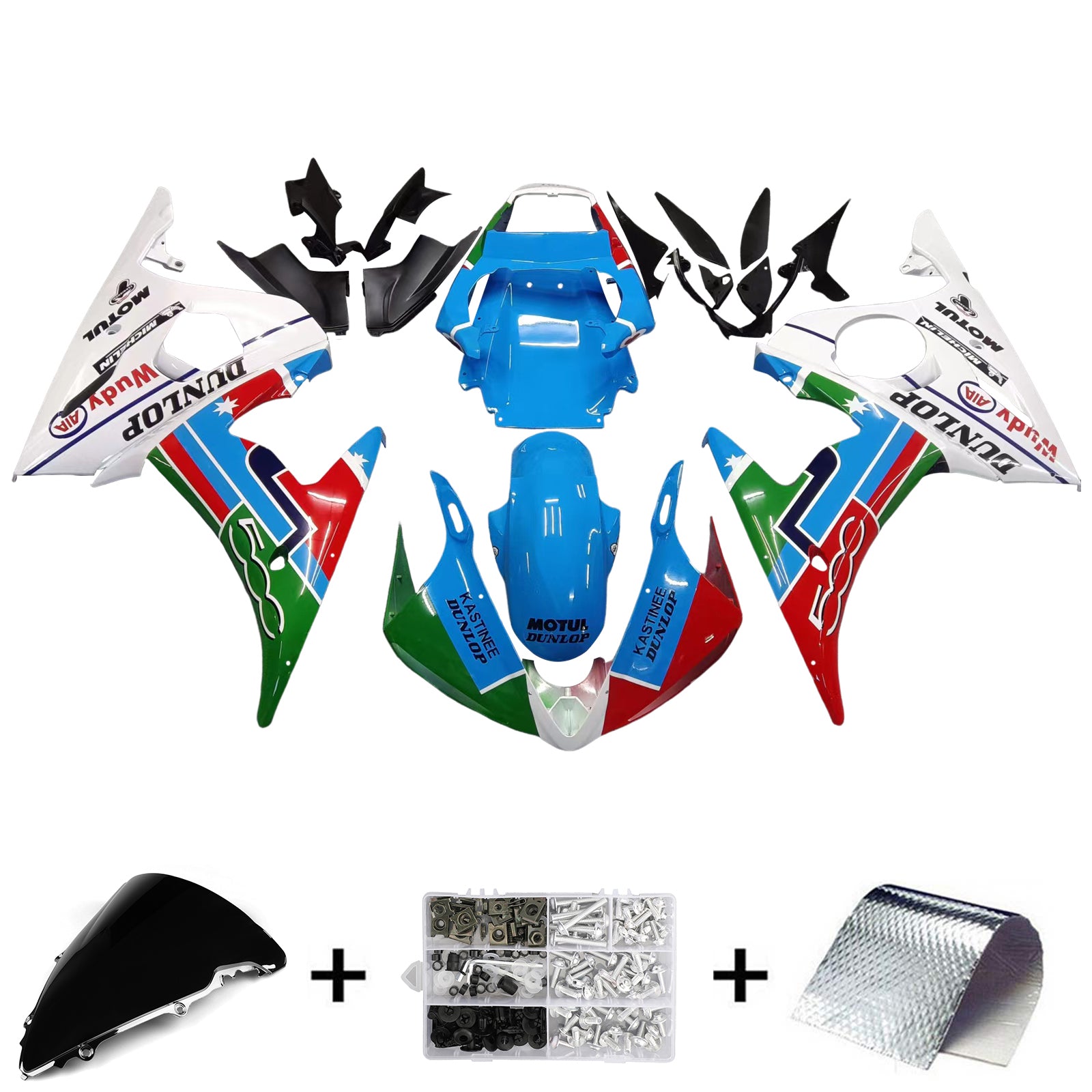 Amotopart 2003-2004 Yamaha R6 y 2006-2009 YZF R6S Kit de carenado multicolor