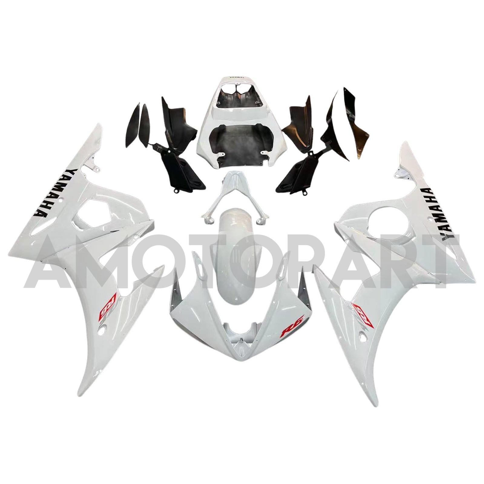 Amotopart 2003-2004 Yamaha R6 & 2006-2009 YZF R6S Fairing White Kit