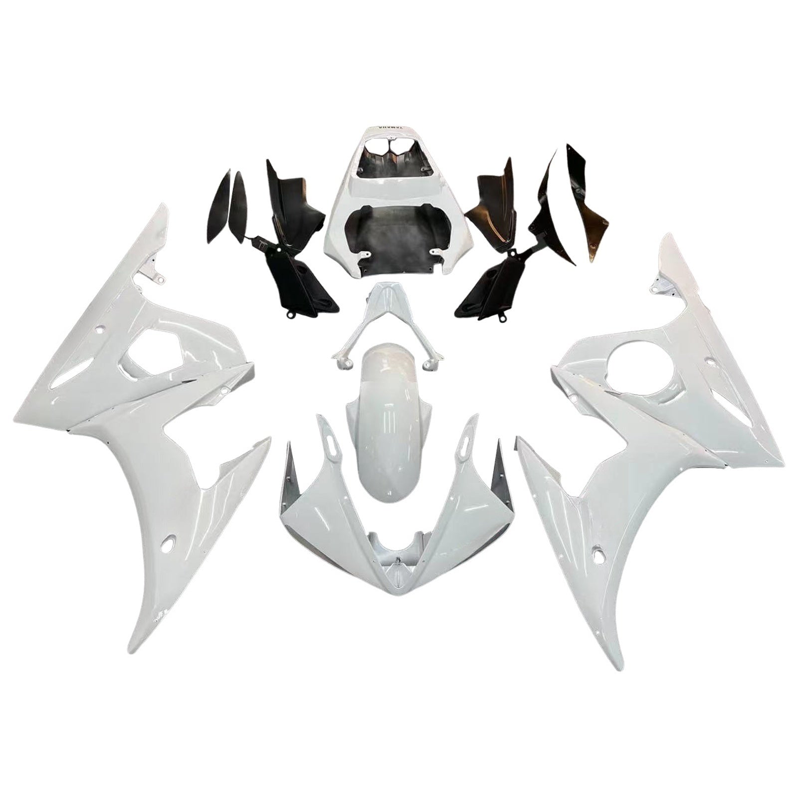Amotopart 2003-2004 Yamaha R6 & 2006-2009 YZF R6S Fairing White Kit