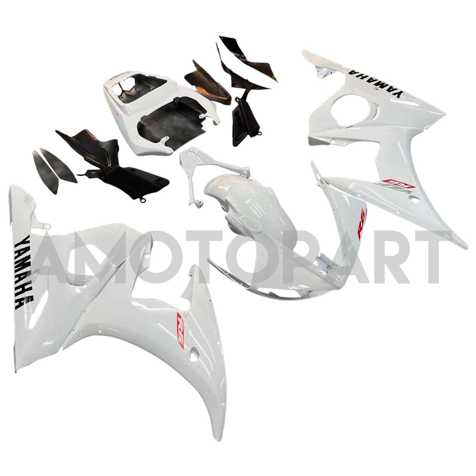 Amotopart 2003-2004 Yamaha R6 & 2006-2009 YZF R6S Fairing White Kit