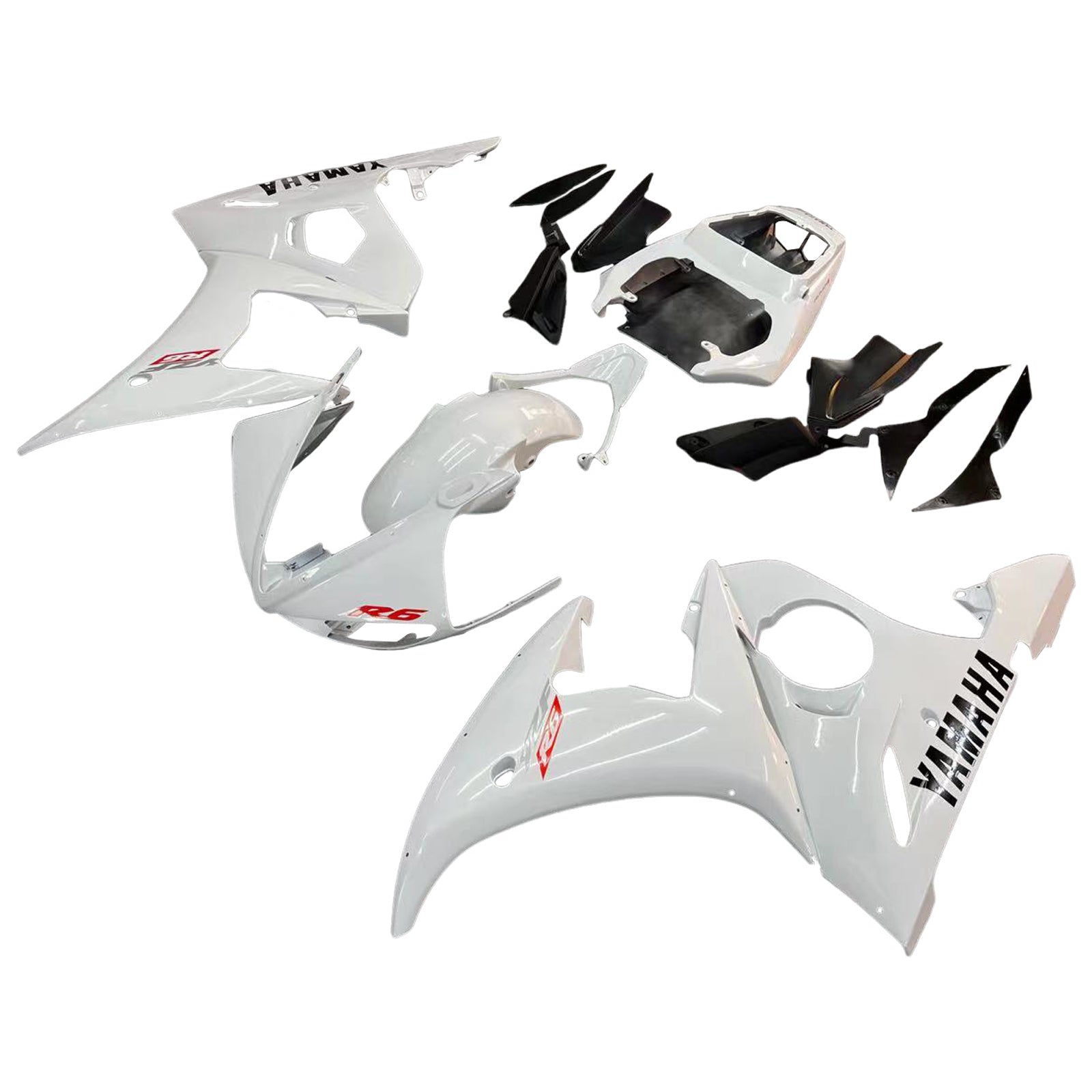 Amotopart 2003-2004 Yamaha R6 & 2006-2009 YZF R6S Fairing White Kit