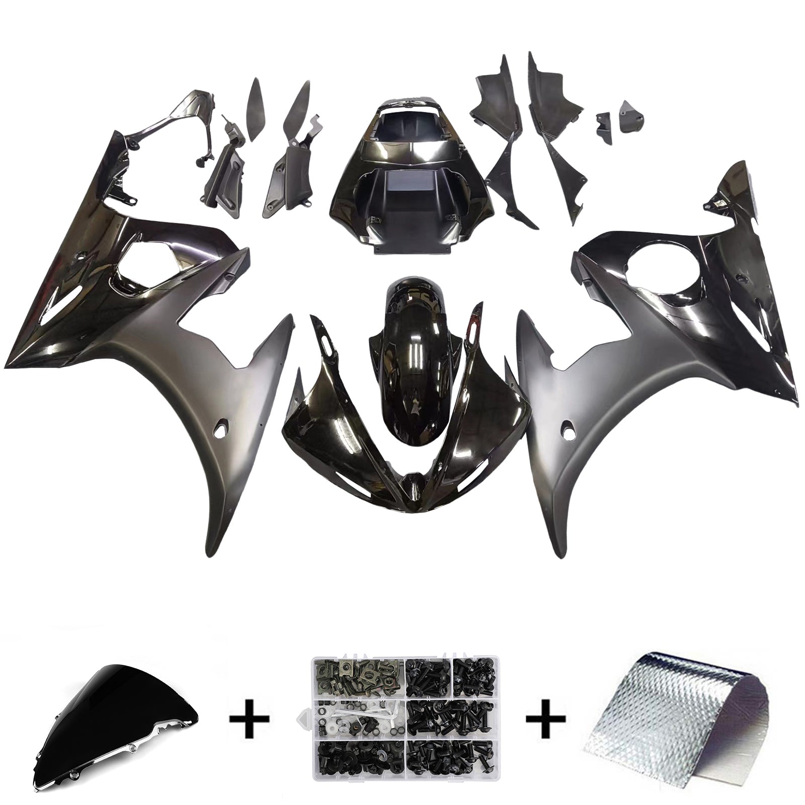 Amotopart 2003-2004 Yamaha R6 & 2006-2009 YZF R6s Fairing Matt Black Kit