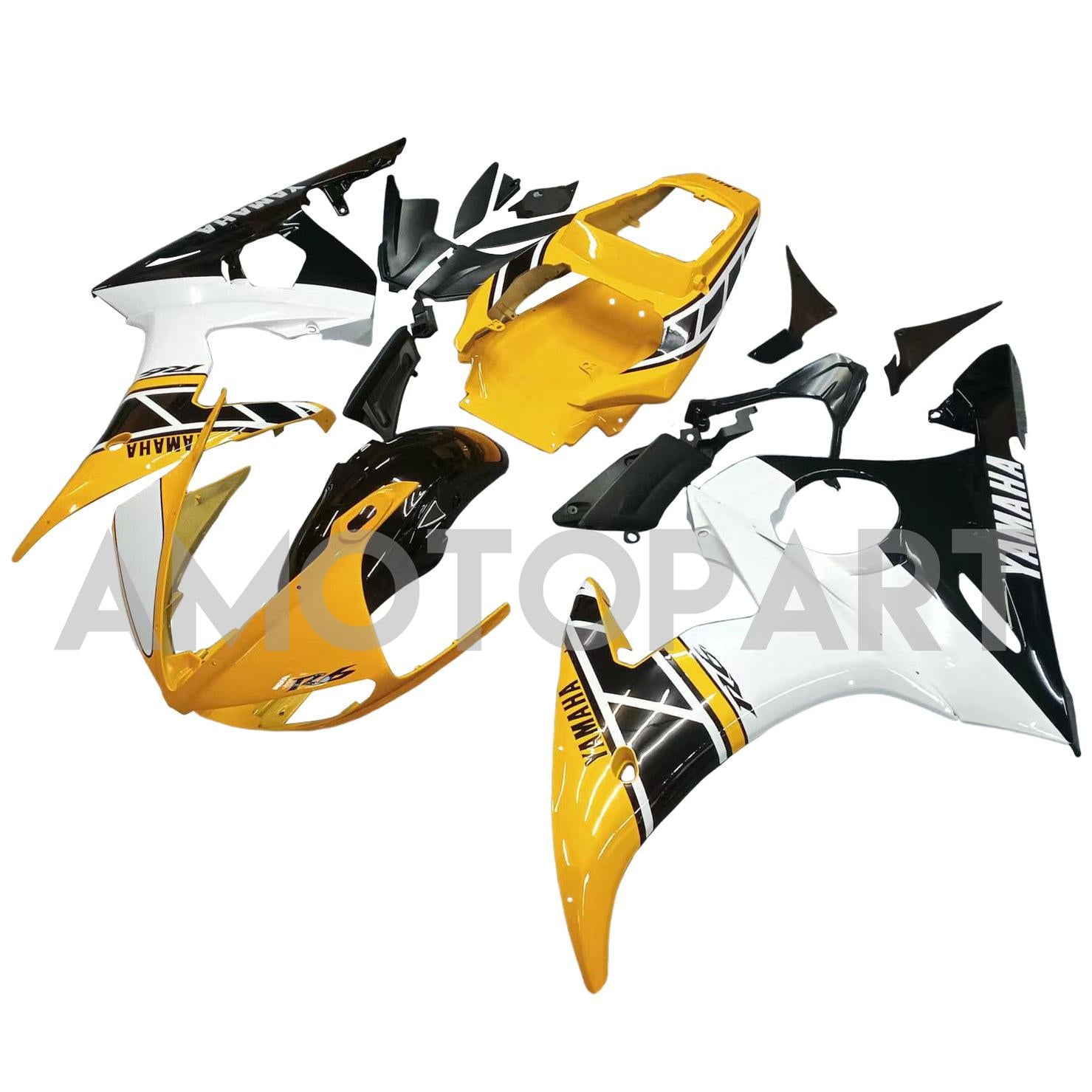 Amotopart 2003-2004 Yamaha R6 & 2006-2009 YZF R6S FAIRION Yellow & White Kit