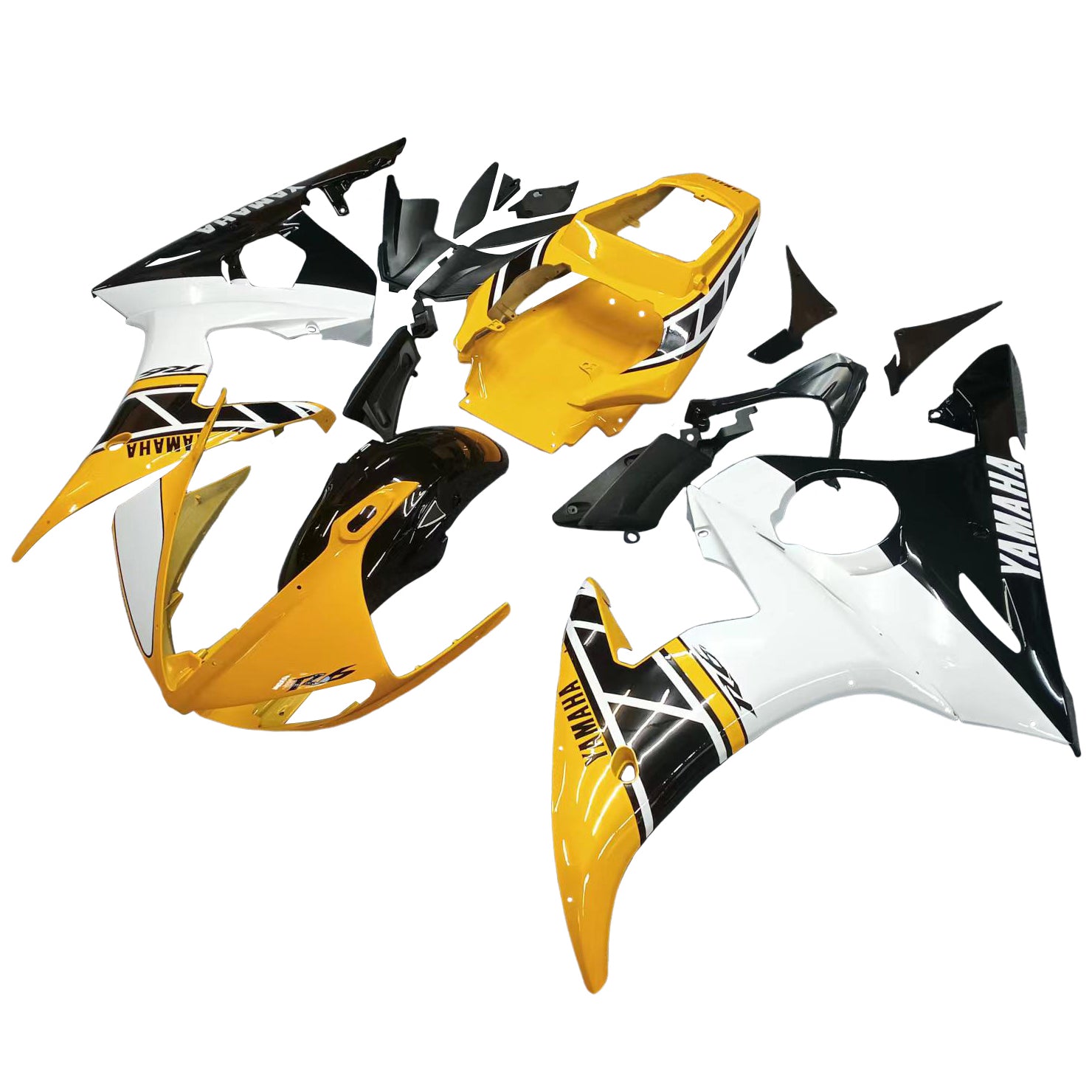 Amotopart 2003-2004 Yamaha R6 & 2006-2009 YZF R6S Fairing Yellow&White Kit