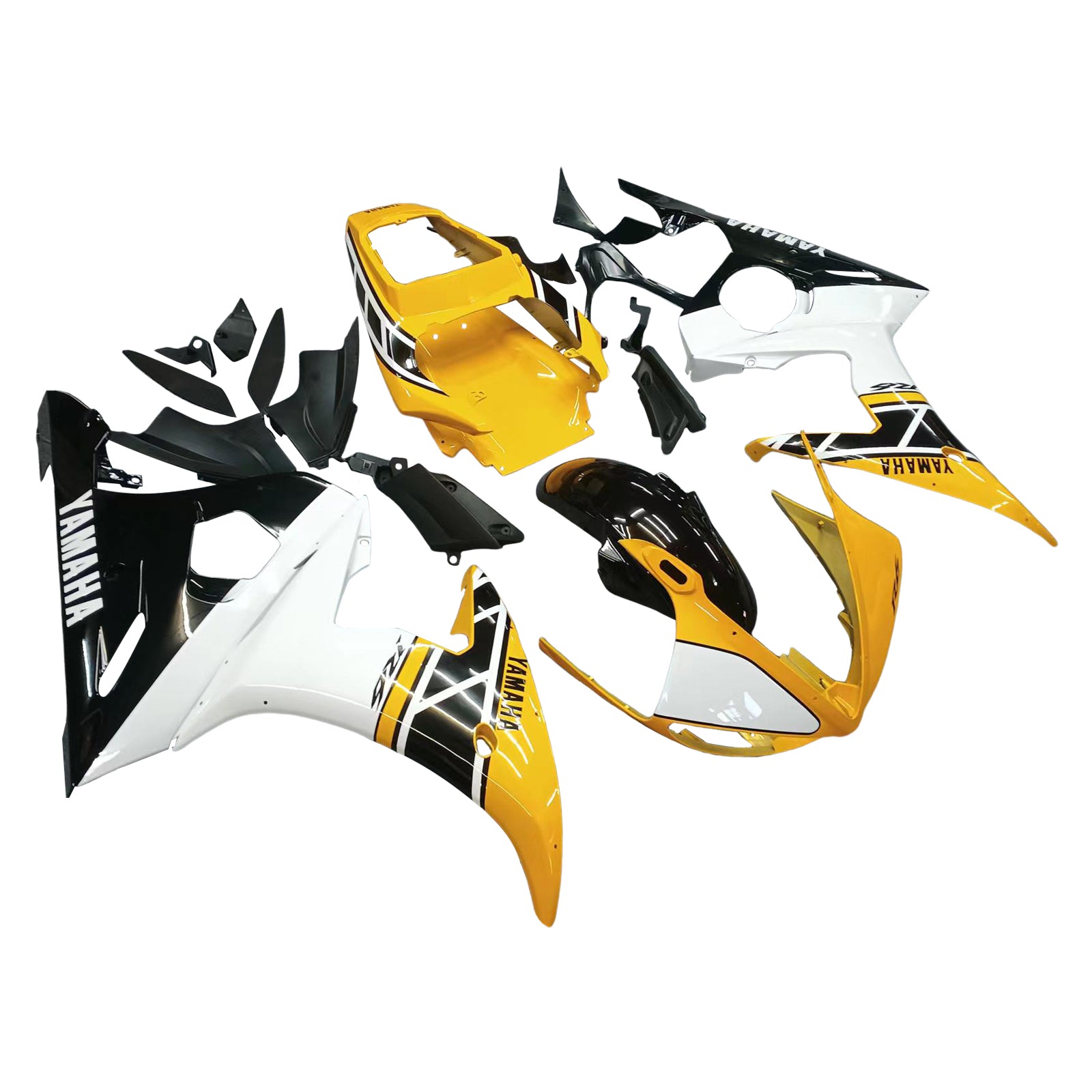 Amotopart 2003-2004 Yamaha R6 & 2006-2009 YZF R6S Fairing Yellow&White Kit