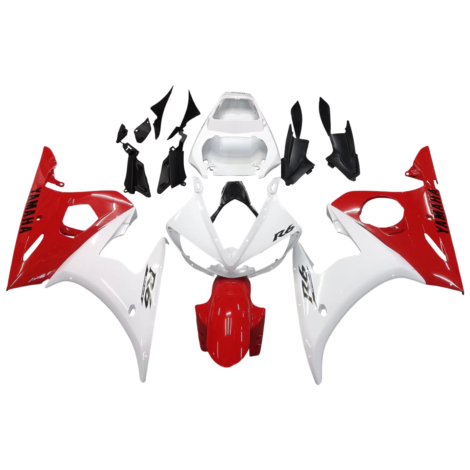 Amotopart 2003-2004 Yamaha R6 y 2006-2009 YZF R6S Kit de carenado rojo mezclado blanco