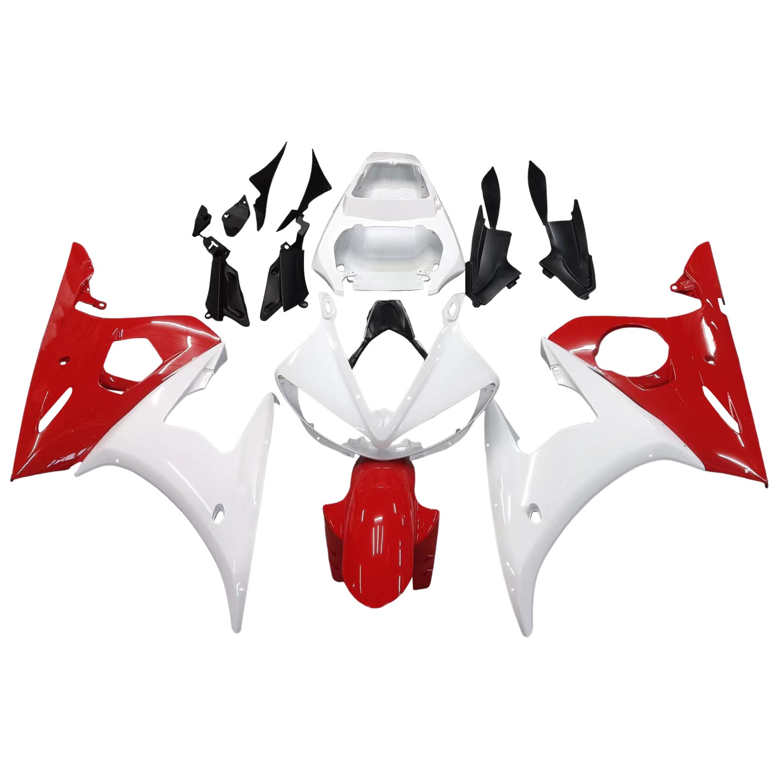 Amotopart 2003-2004 Yamaha R6 & 2006-2009 YZF R6S Zestaw owiewki Red Mix White