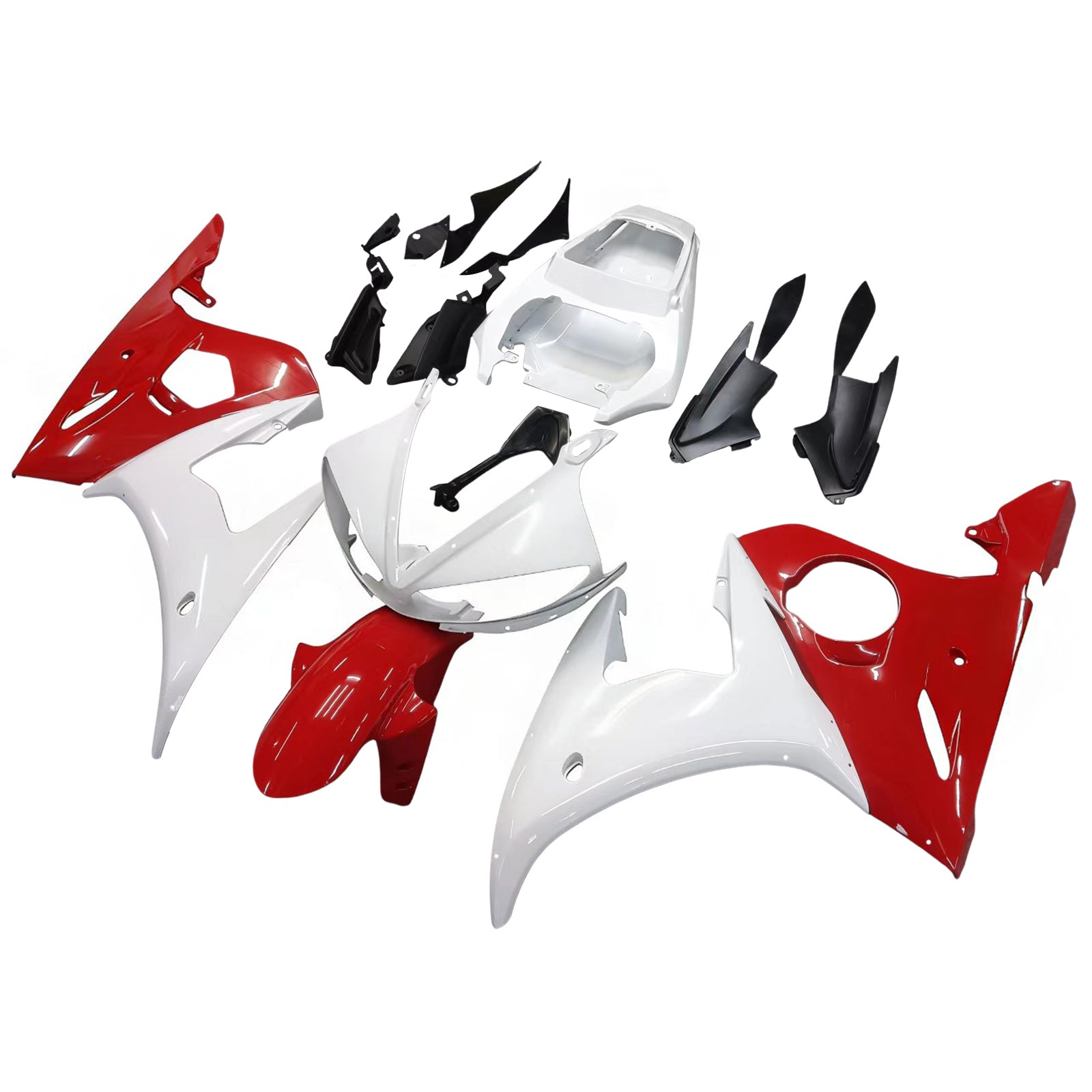 Amotopart 2003-2004 Yamaha R6 & 2006-2009 YZF R6S Fairing Red Mix White Kit