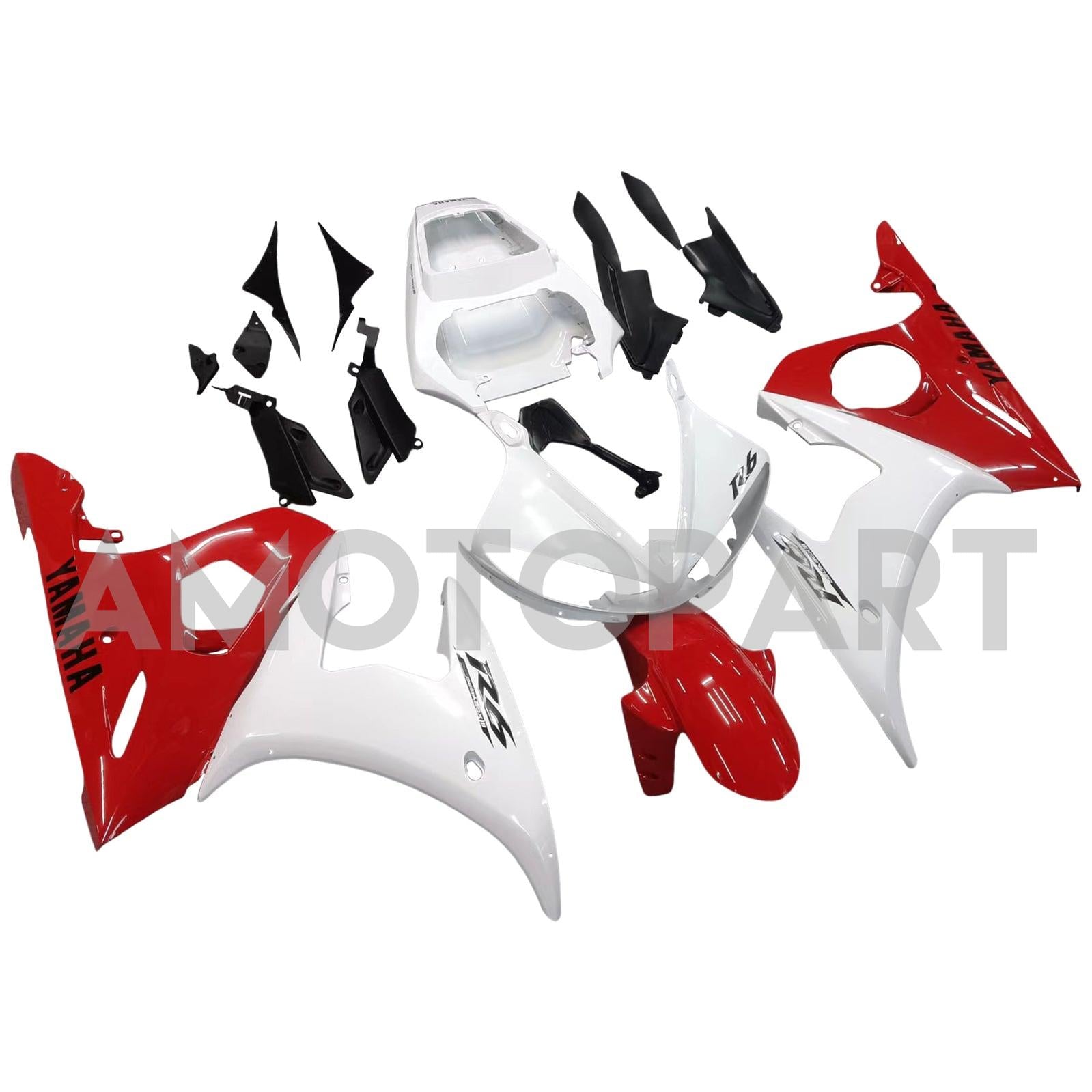 Kit de carenado Amotopart 2005 Yamaha R6 blanco y rojo