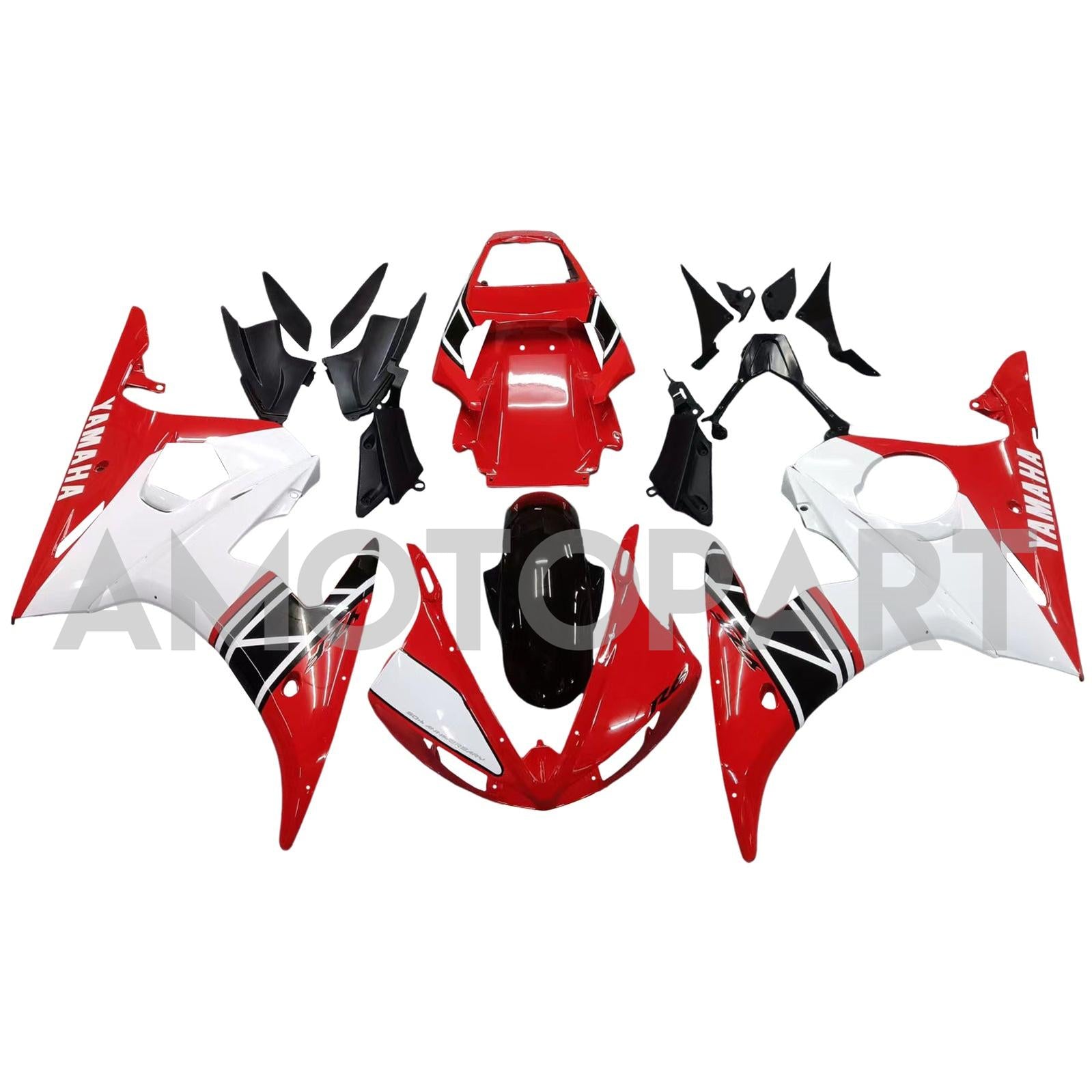 Amotopart 2003-2004 Yamaha R6 & 2006–2009 YZF R6S Verkleidung weiß&Schwarzes Kit