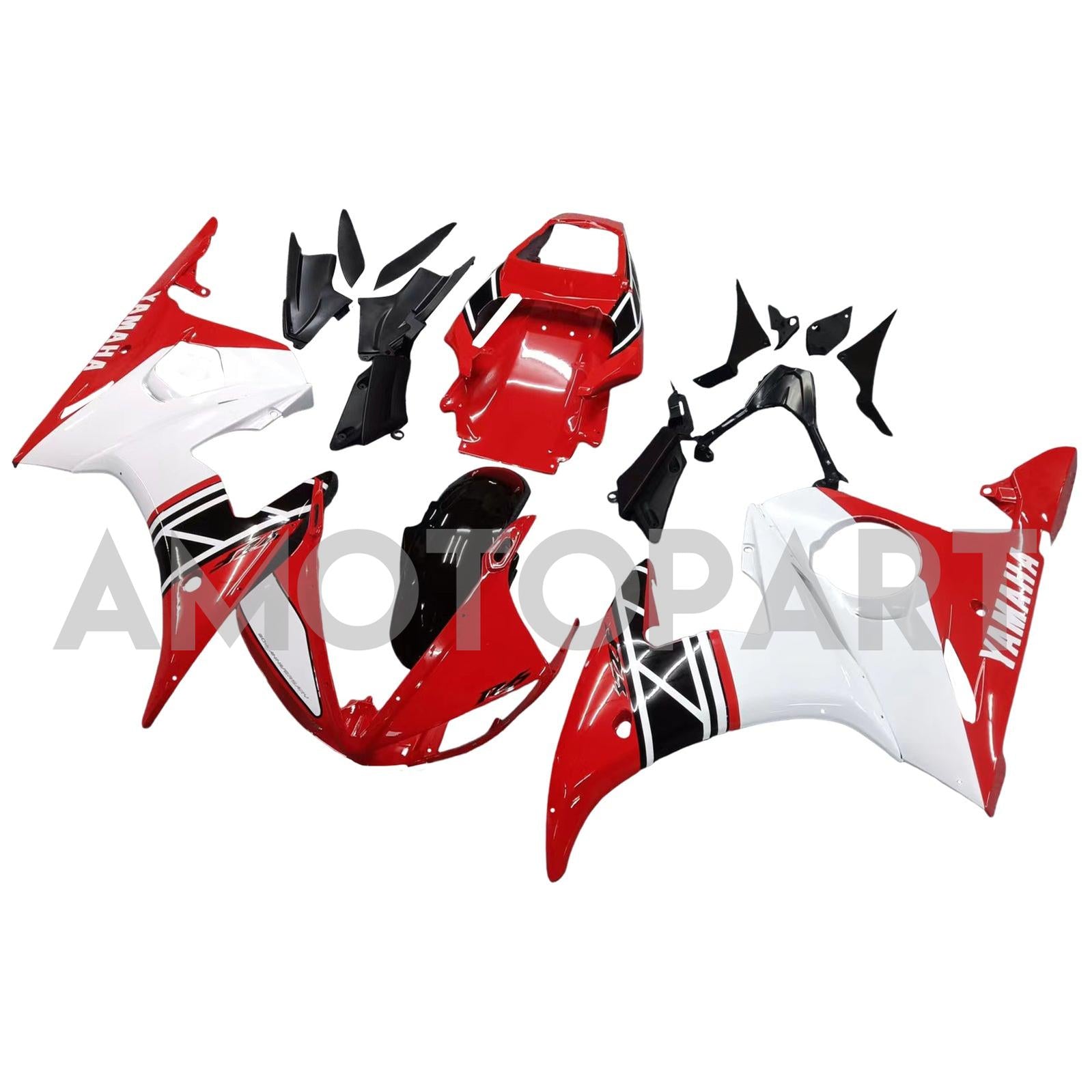 Amotopart 2003-2004 Yamaha R6 & 2006-2009 YZF R6S Fairing White & Black Kit