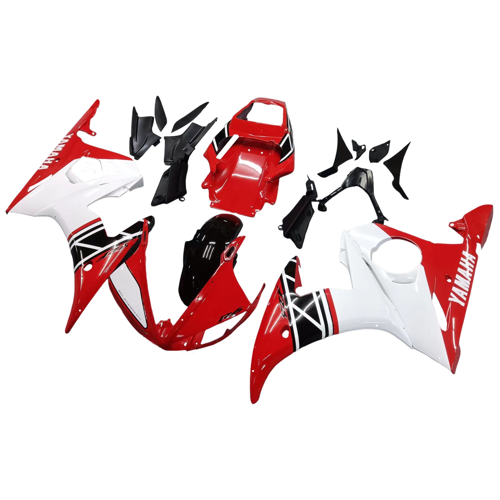 Amotopart 2003-2004 Yamaha R6 & 2006-2009 YZF R6S Fairing White&Black Kit