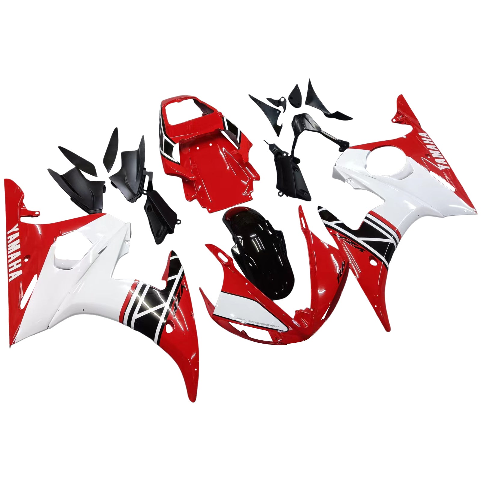 Amotopart 2003-2004 Yamaha R6 & 2006-2009 YZF R6S Fairing White&Black Kit