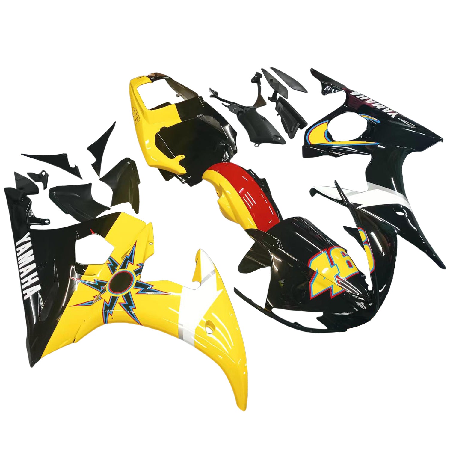 Amotopart 2003-2004 Yamaha R6 & 2006-2009 YZF R6S Kit de carénage multicolore numéro 46