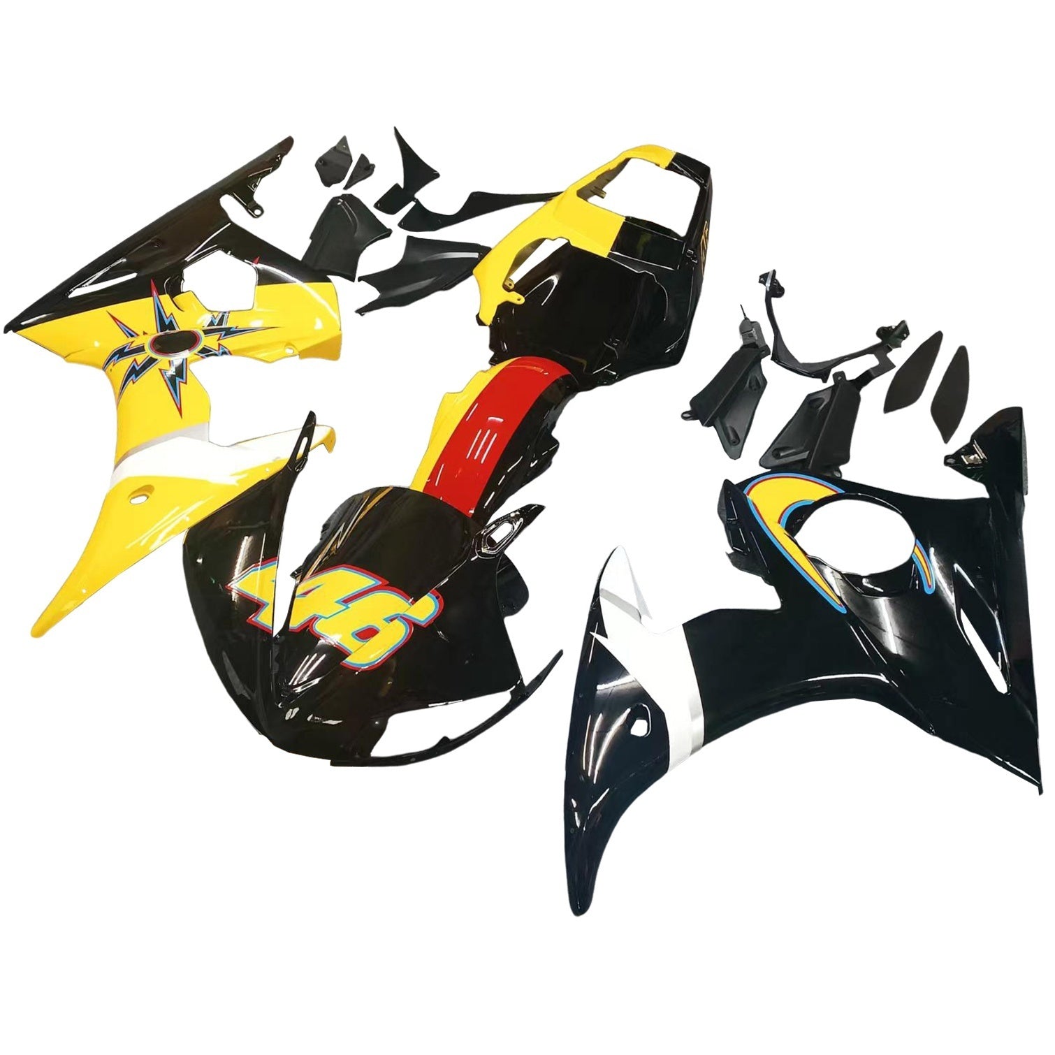 Amotopart 2003-2004 ヤマハ R6 & 2006-2009 YZF R6S フェアリング マルチ カラー番号 46 キット