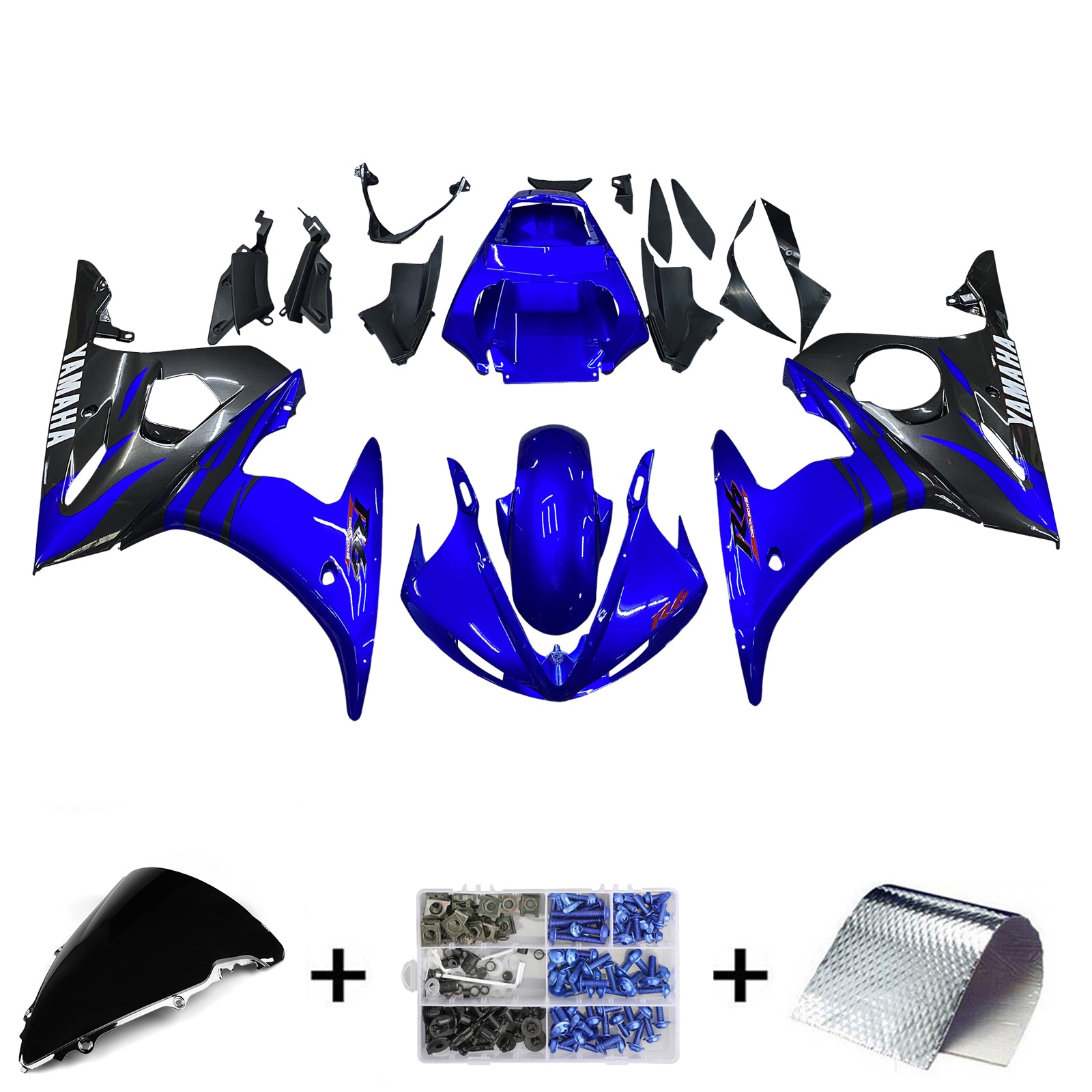 Amotopart 2003-2004 Yamaha R6 y 2006-2009 YZF R6S Kit de carenado G-Azul