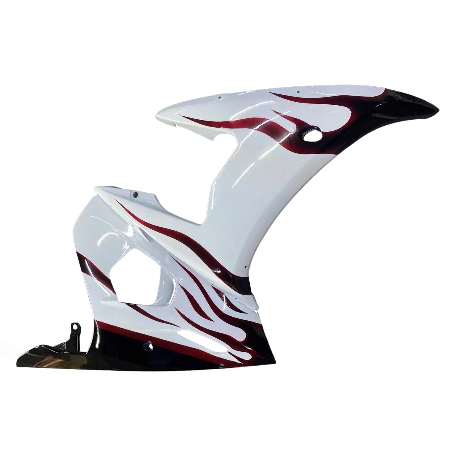 Amotopart 2003-2004 Yamaha R6 & 2006-2009 YZF R6s Fairing White & Black Flame Kit