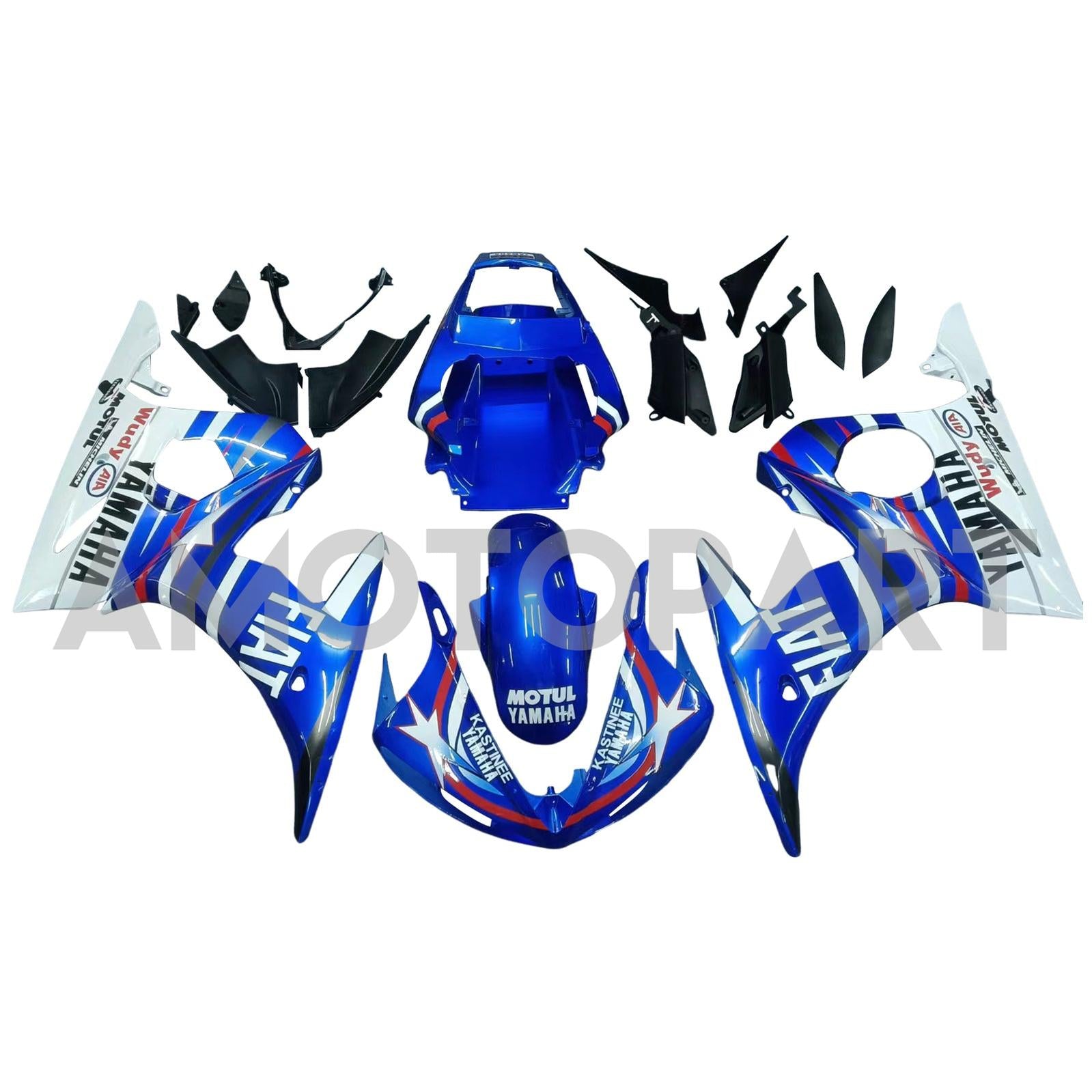 Amotopart 2003-2004 Yamaha R6 & 2006–2009 YZF R6S Verkleidungssatz, mehrfarbig, Blau