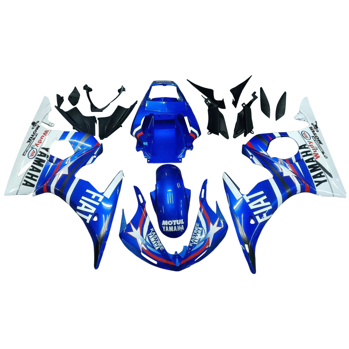 Amotopart 2003–2004 Yamaha R6 &amp; 2006–2009 YZF R6S Verkleidungsset, mehrfarbig, Blau