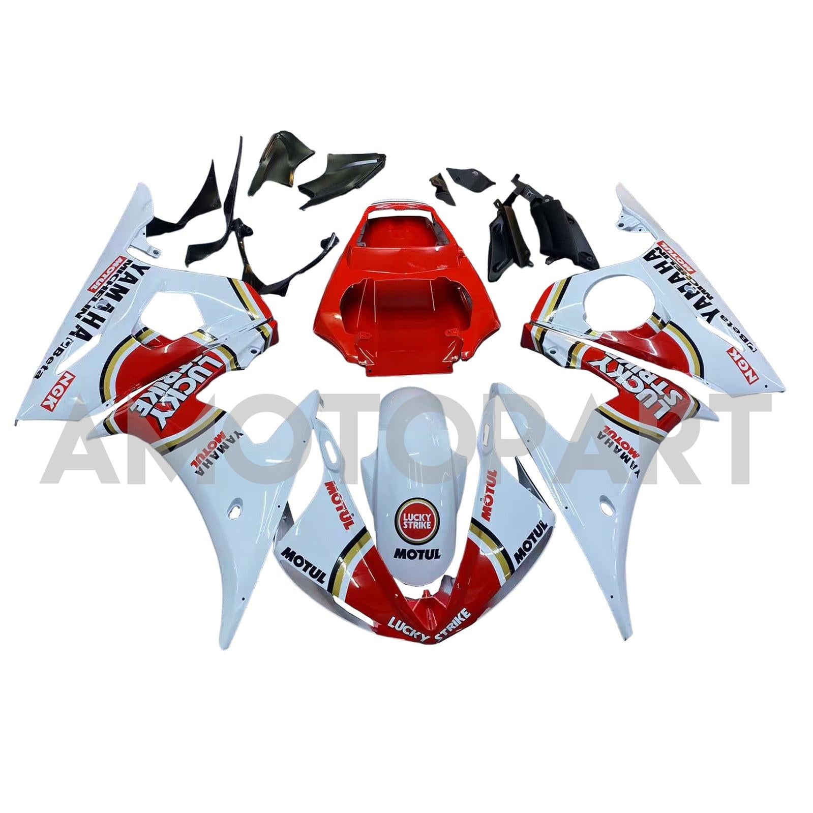Amotopart 2003-2004 Yamaha R6 & 2006–2009 YZF R6S Verkleidung Rot&Weißes Farbset