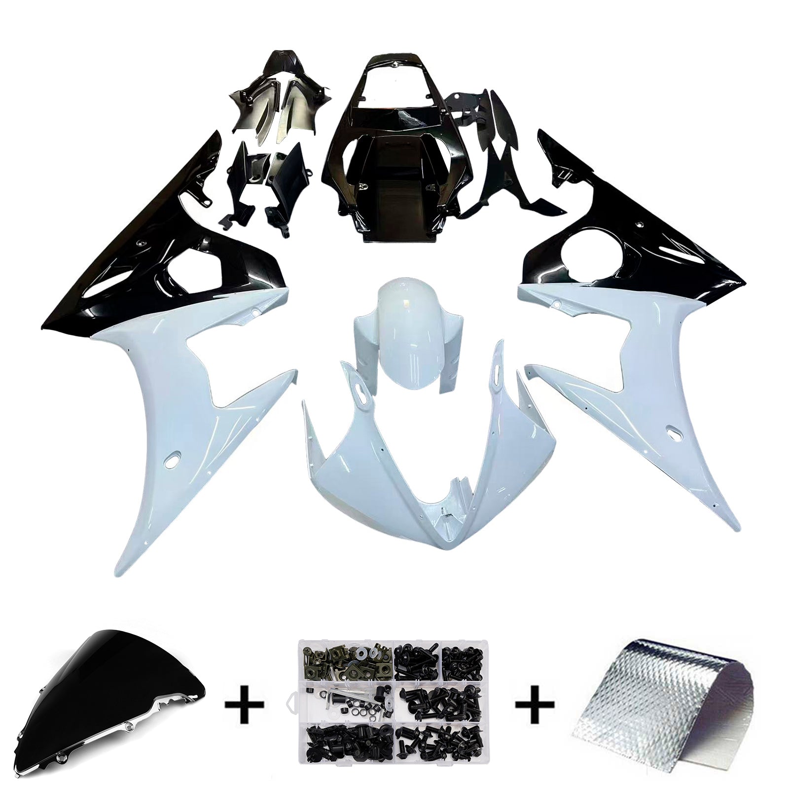 Amotopart 2003-2004 Yamaha R6 &  Kuip voor YZF R6S 2006-2009, zwart&Wwitte kit