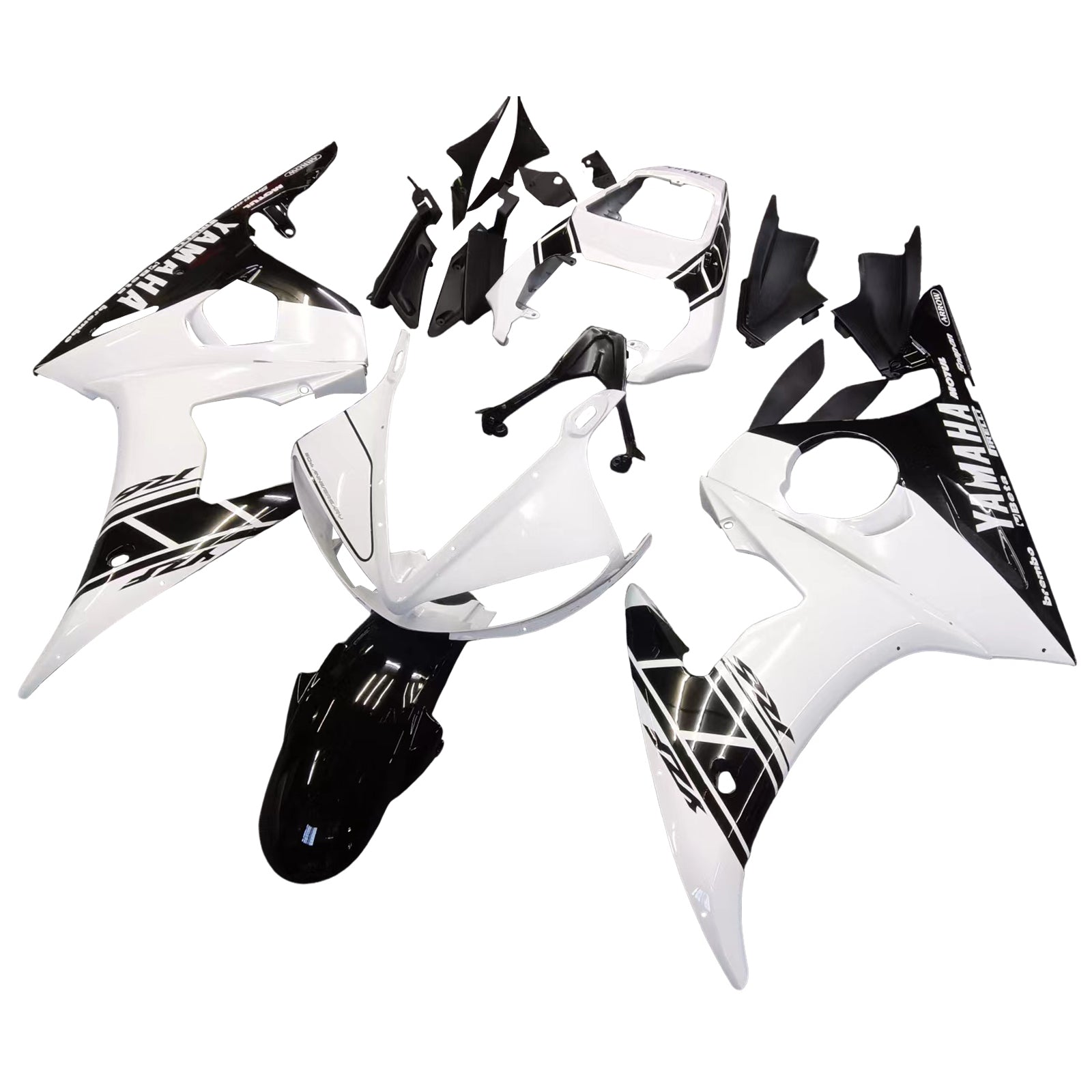 Kit de carénage Amotopart 2005 Yamaha R6 blanc et noir