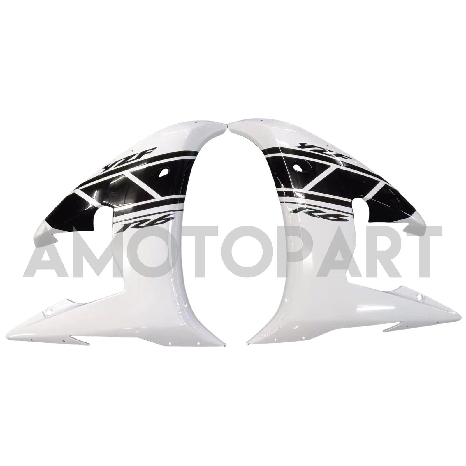 Amotopart 2003-2004 Yamaha R6 & 2006-2009 YZF R6S Fairing White&Black Color Kit