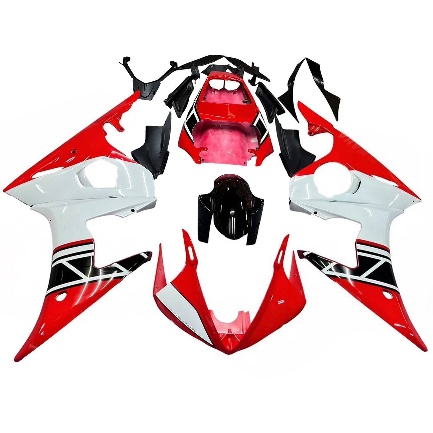 Amotopart Yamaha YZF 600 R6 2003-2004 R6S 2006-2009 Kit carena rosso e bianco