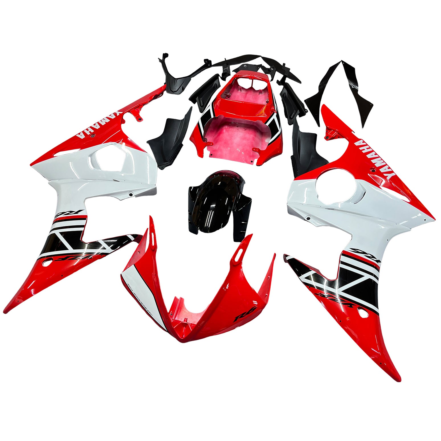 Amotopart 2005 Yamaha YZF-R6 Red&White Fairing Kit