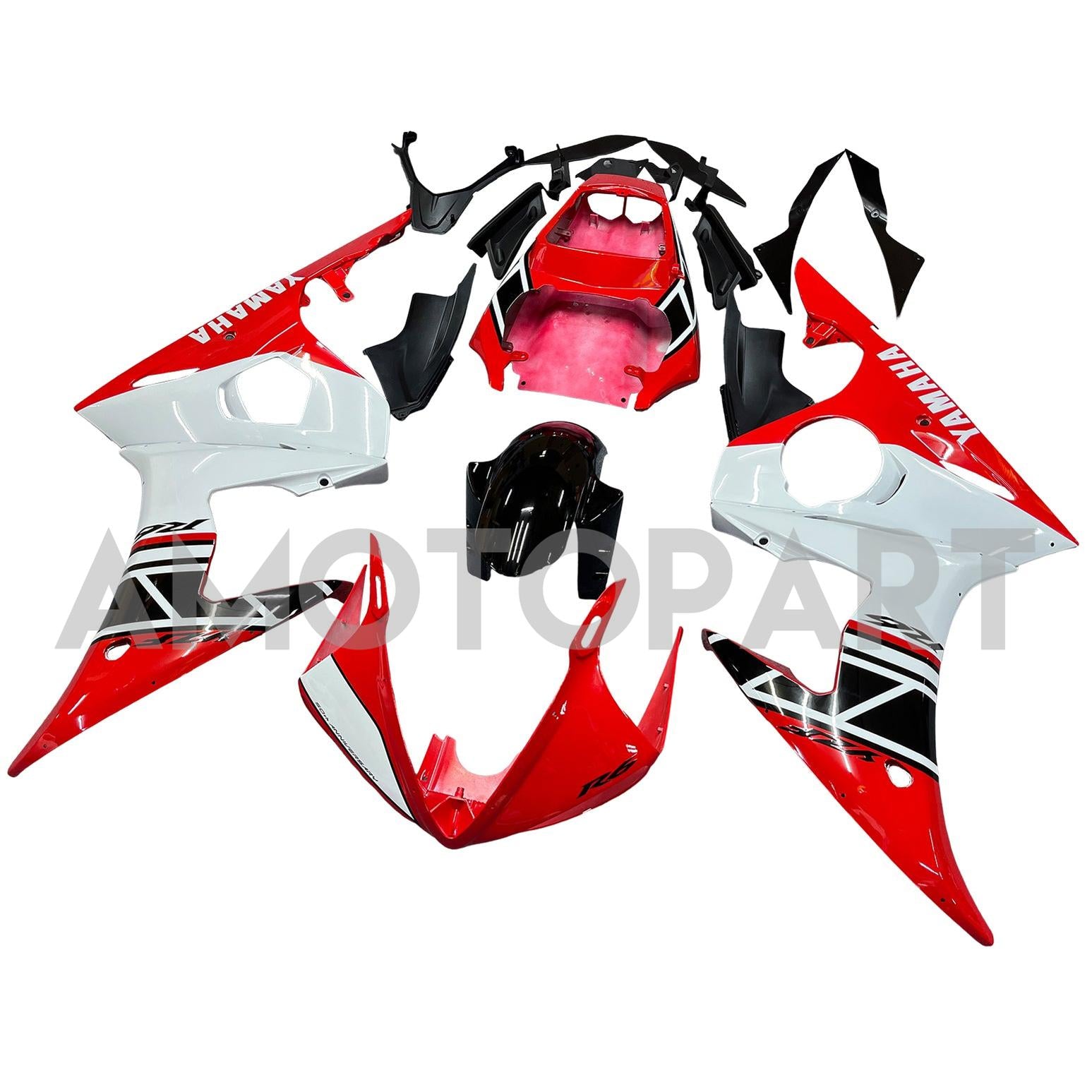 Amotopart Yamaha YZF 600 R6 2003–2004 R6S 2006–2009 Rot&Weißes Verkleidungsset