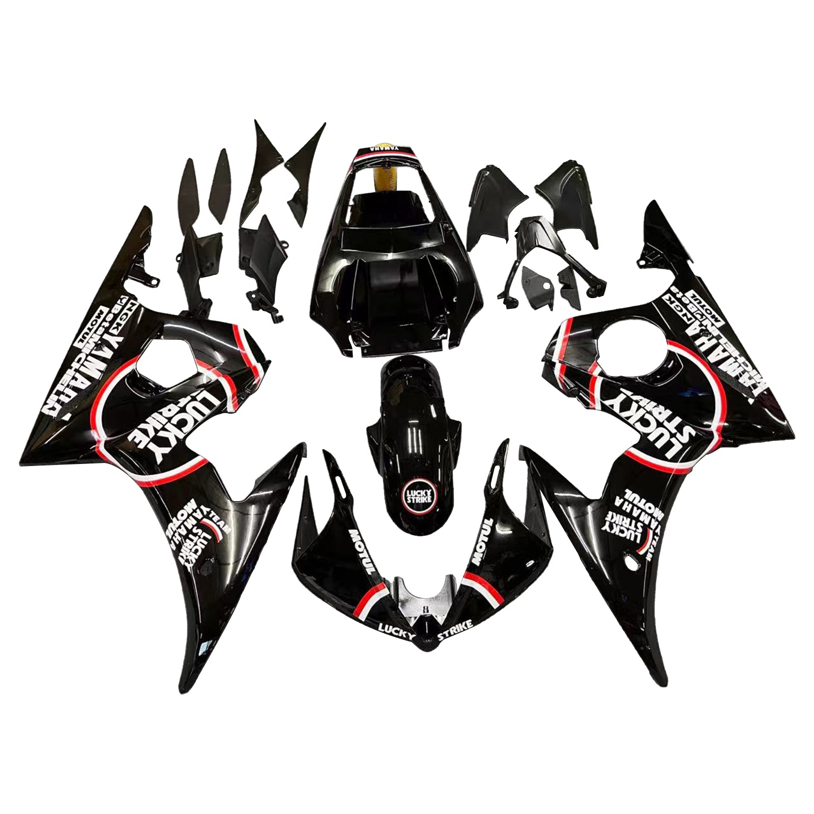 Amotopart Yamaha 2003–2004 YZF 600 R6 &amp; 2006–2009 YZF R6S schwarzes Verkleidungsset