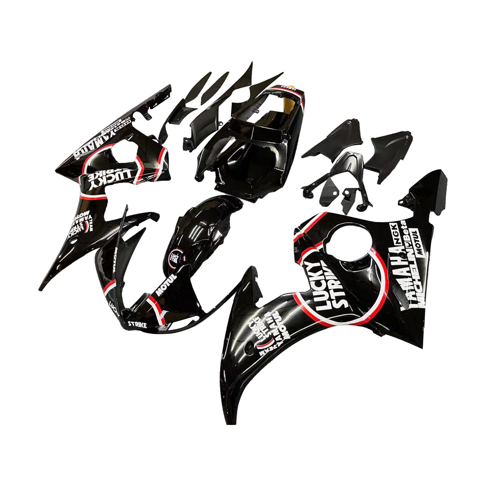 Amotopart Yamaha 2003–2004 YZF 600 R6 &amp; 2006–2009 YZF R6S schwarzes Verkleidungsset