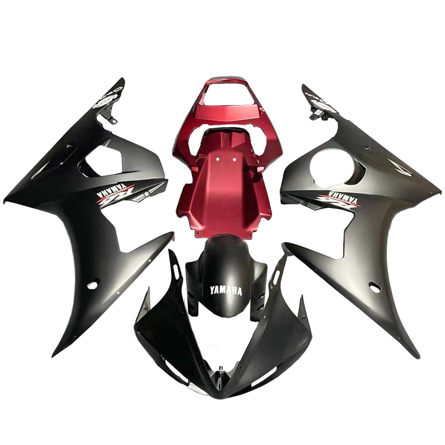 Amotopart Yamaha 2003–2004 YZF 600 R6 &amp; 2006–2009 YZF R6S schwarz-rotes Verkleidungsset