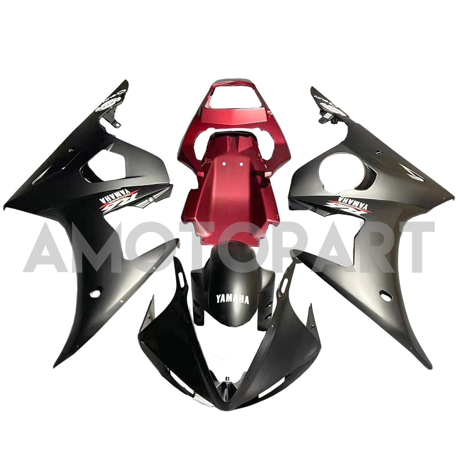 Amotopart Yamaha 2003-2004 YZF 600 R6 & 2006–2009 YZF R6S schwarz-rotes Verkleidungsset