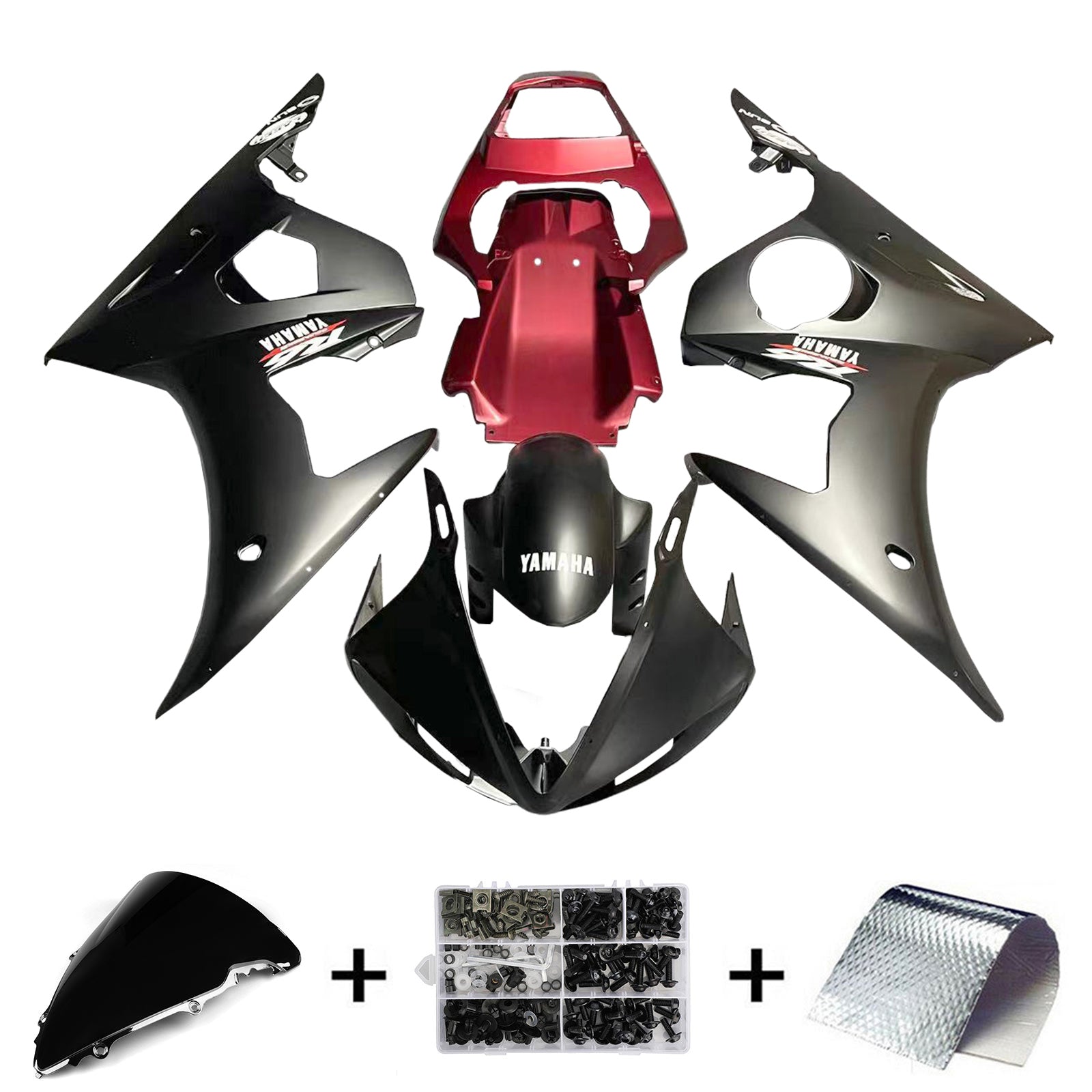 Amotopart Yamaha 2003-2004 YZF 600 R6 e 2006-2009 YZF R6S Kit carena nero rosso