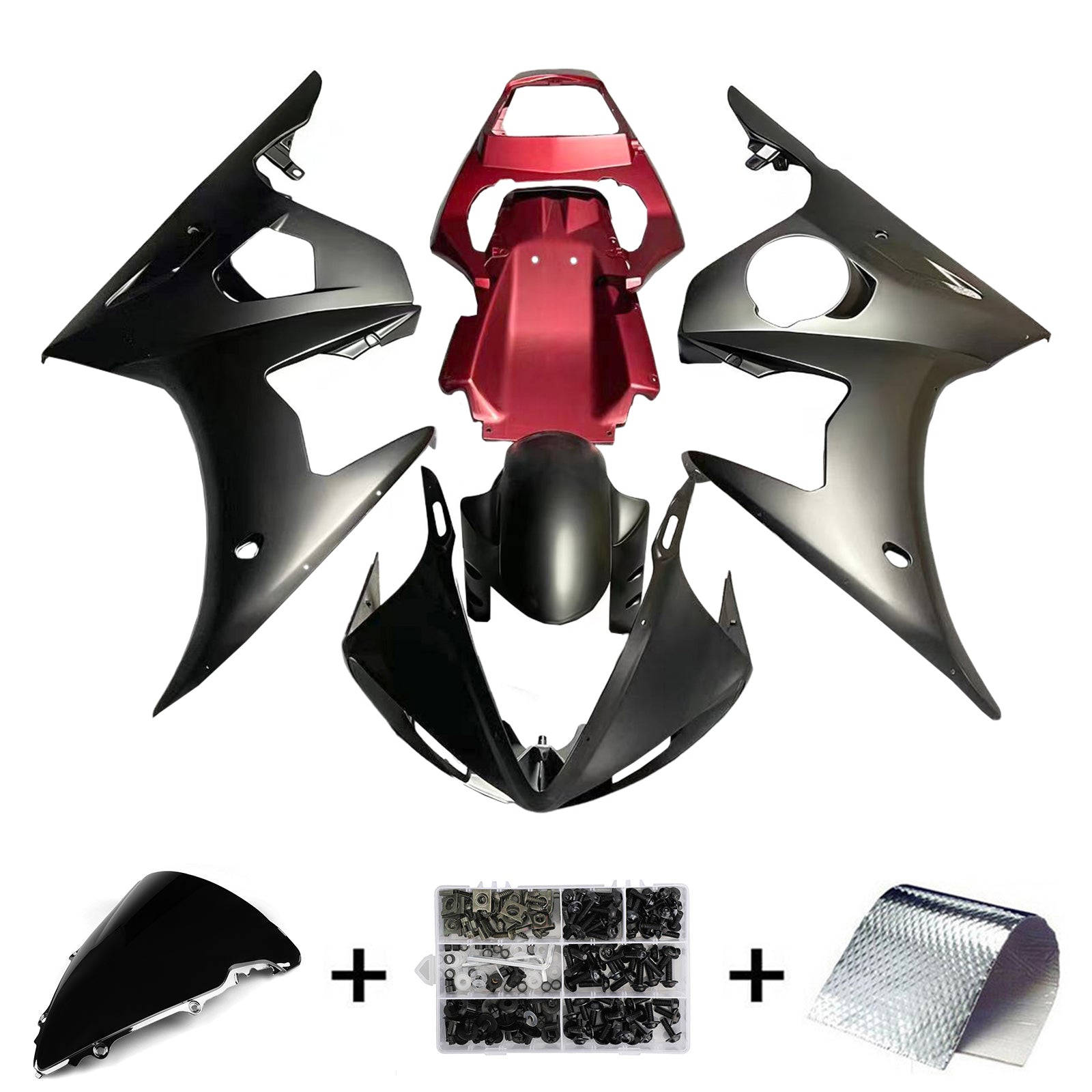 Amotopart Yamaha 2003-2004 YZF 600 R6 & 2006-2009 YZF R6S Black Red Fairing Kit