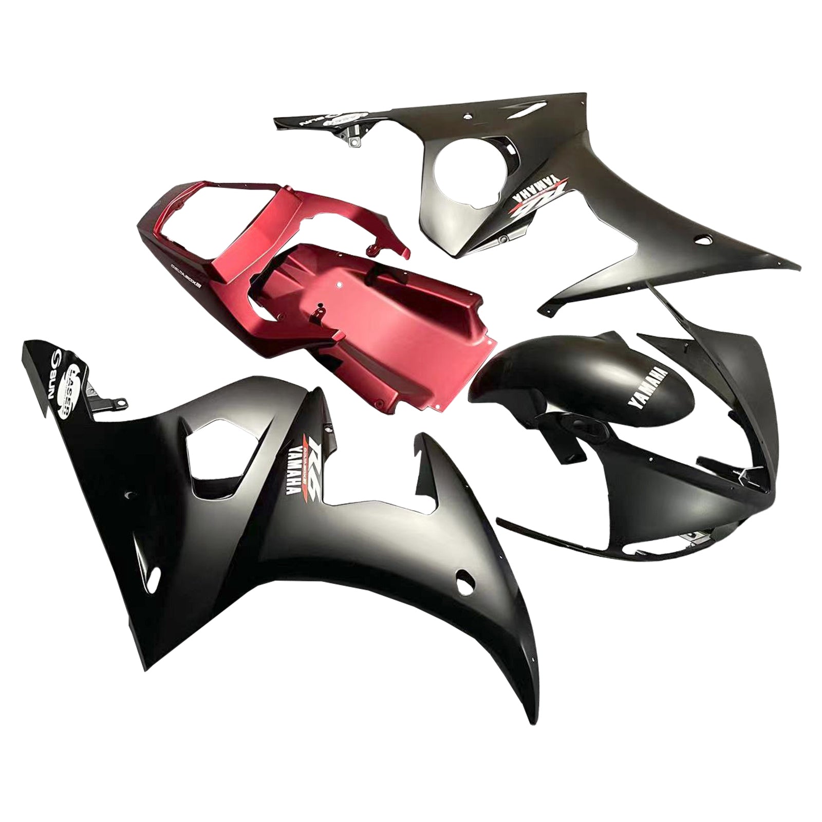 Amotopart Yamaha 2003-2004 YZF 600 R6 & 2006-2009 YZF R6S Black Red Fairing Kit