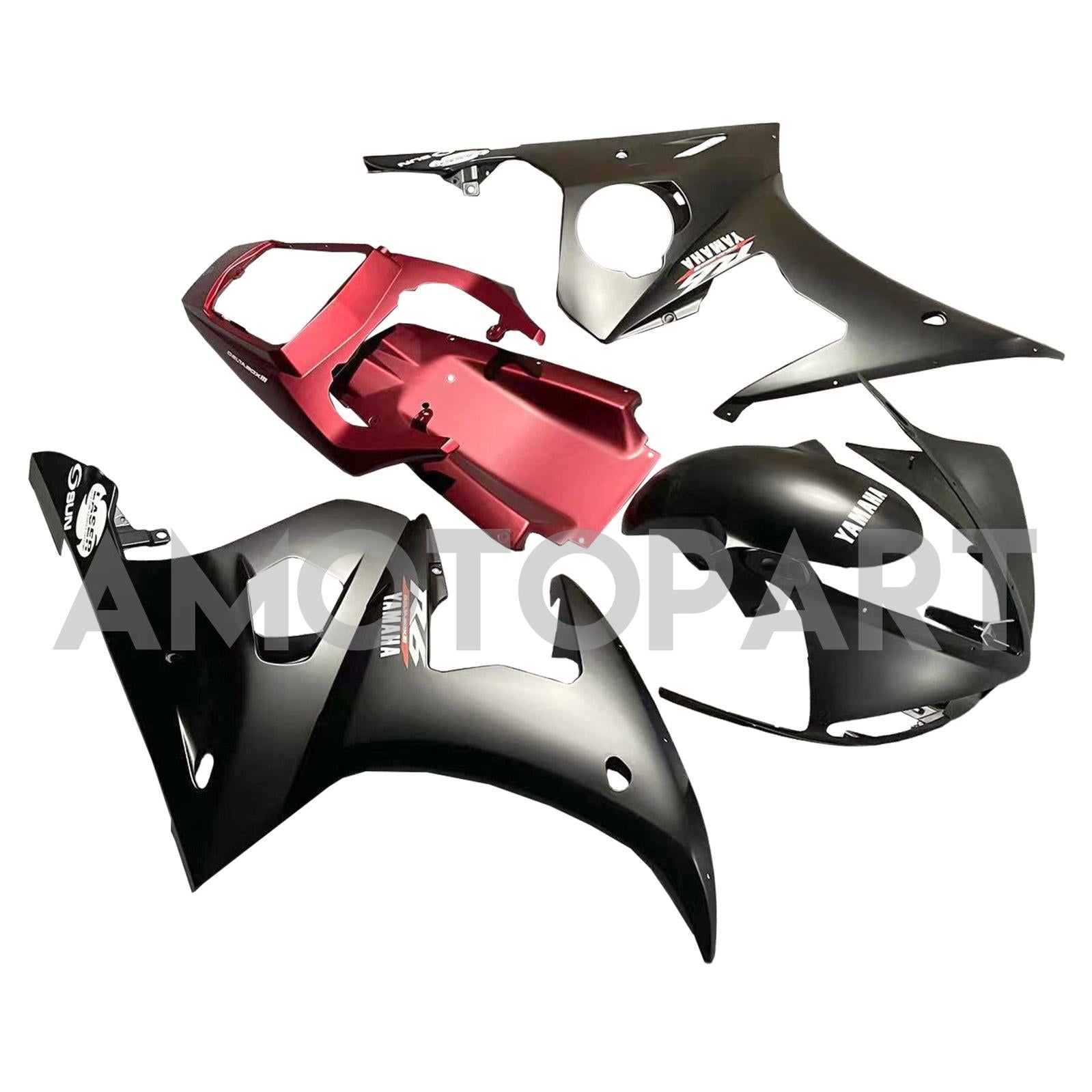 Amotopart Yamaha 2003-2004 YZF 600 R6 & 2006-2009 YZF R6S Black Red Fairing Kit