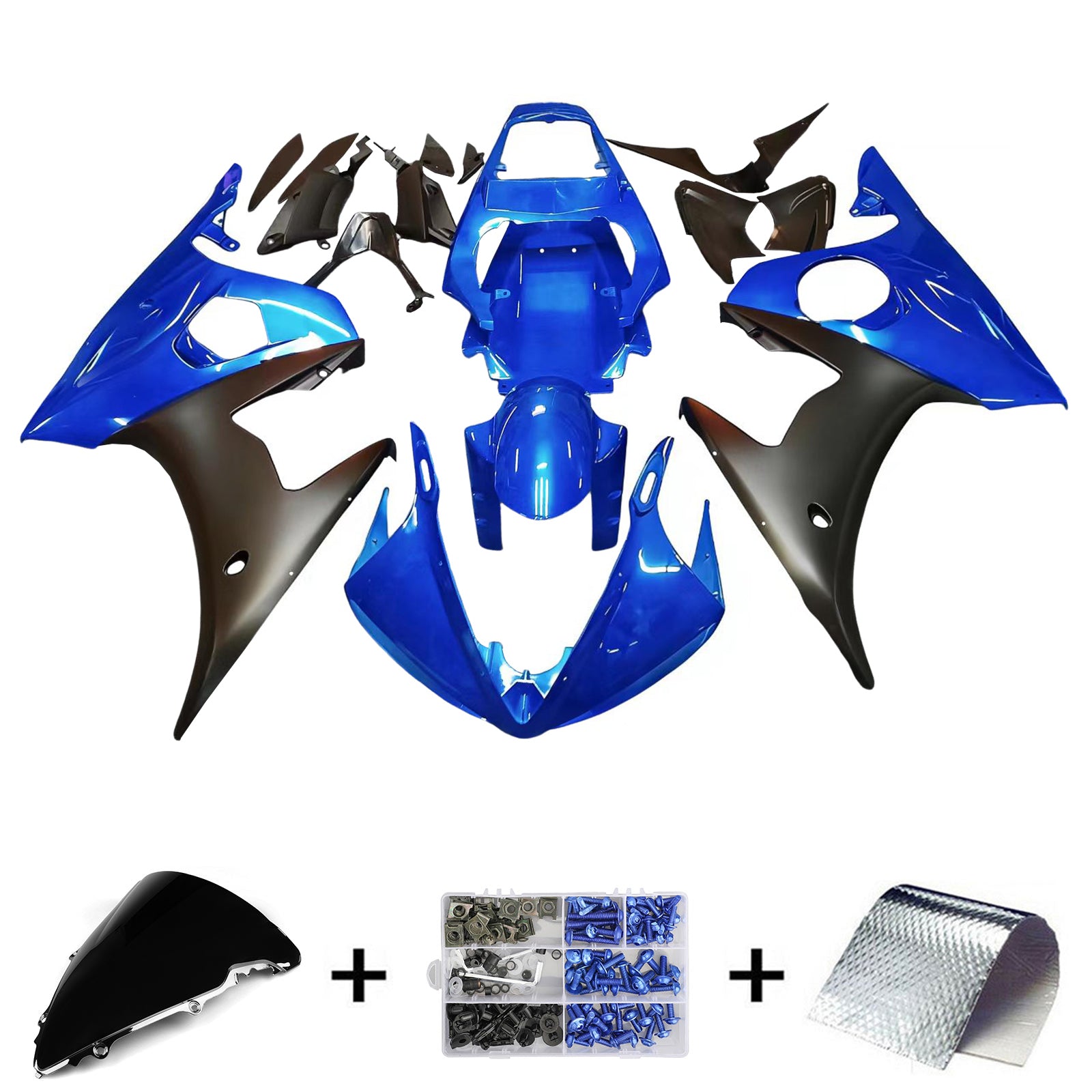 Amotopart ヤマハ 2003-2004 YZF 600 R6 &  2006-2009 YZF R6S ブルー&Bフェアリングの欠如