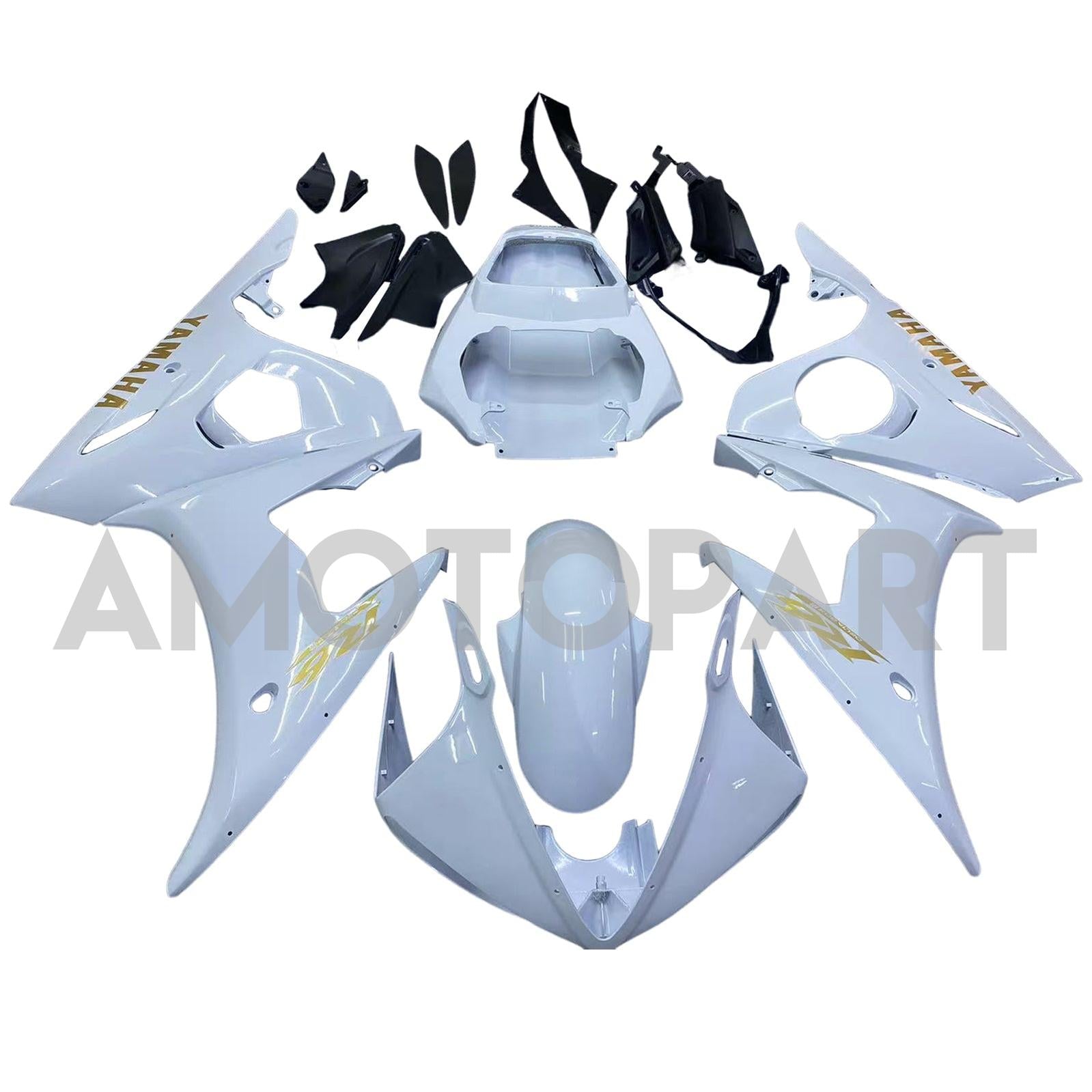 AMOTOPART 2003-2004 YAMAHA R6 & 2006-2009 YZF R6S VERKLEIDUNG WEISS & GOLD KIT