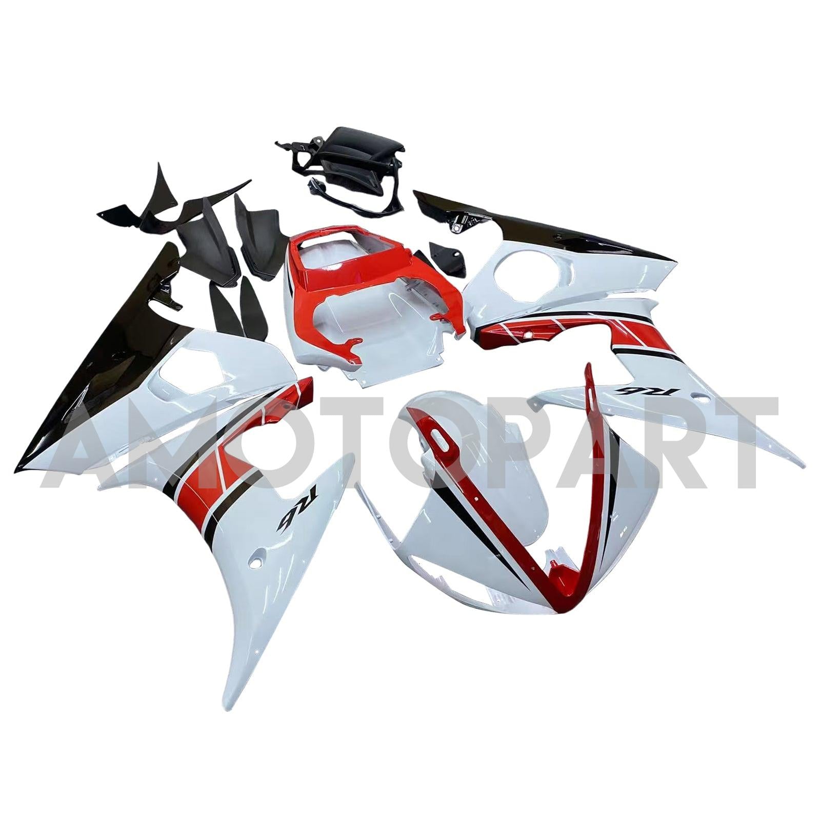 Amotopart Yamaha 2003-2004 YZF 600 R6 & 2006-2009 YZF R6S White Fairing Kit